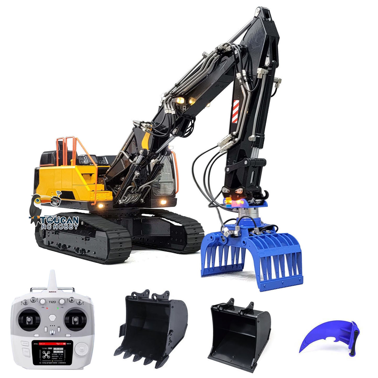 MTM 1/14 RC PNP EC380 3-Arms Metal Tracked Excavator Digger With Hydraulic Grab