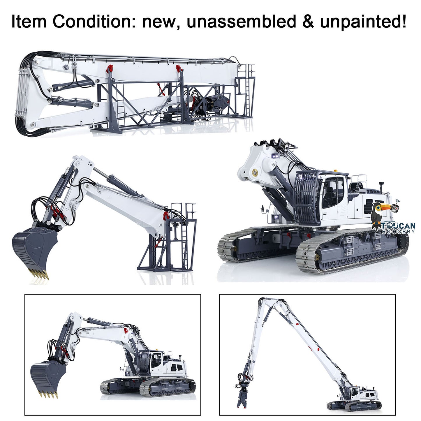 LESU 1/14 RC Full Hydraulic Excavator LR960 Demolition Digging Arm Pump Lights Demolition Digger