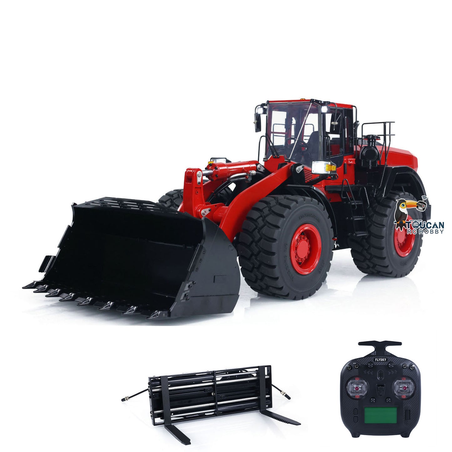 Metal 1/14 RC Hydraulic Loader WA480 Heavy Construction Machine Differential Lock Axles Quick Coupler Fork Light Sound ST8