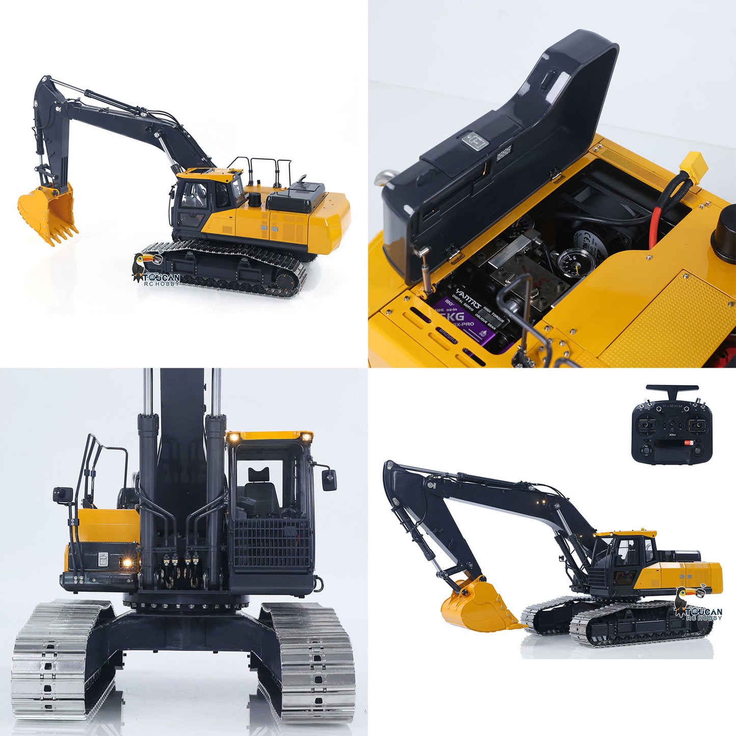 Super Frog Metal 1/14 RC Hydraulic Excavator E400 Standard Type Digger Model 3 Pumps 4CH Valve Frsky X14 Radio