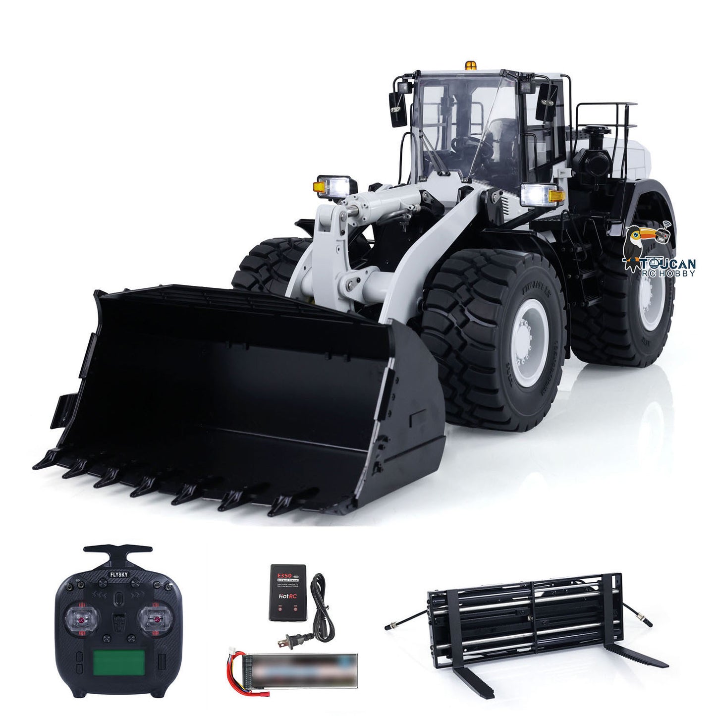 Metal 1/14 RC Hydraulic Loader WA480 Heavy Construction Machine Differential Lock Axles Quick Coupler Fork Light Sound ST8