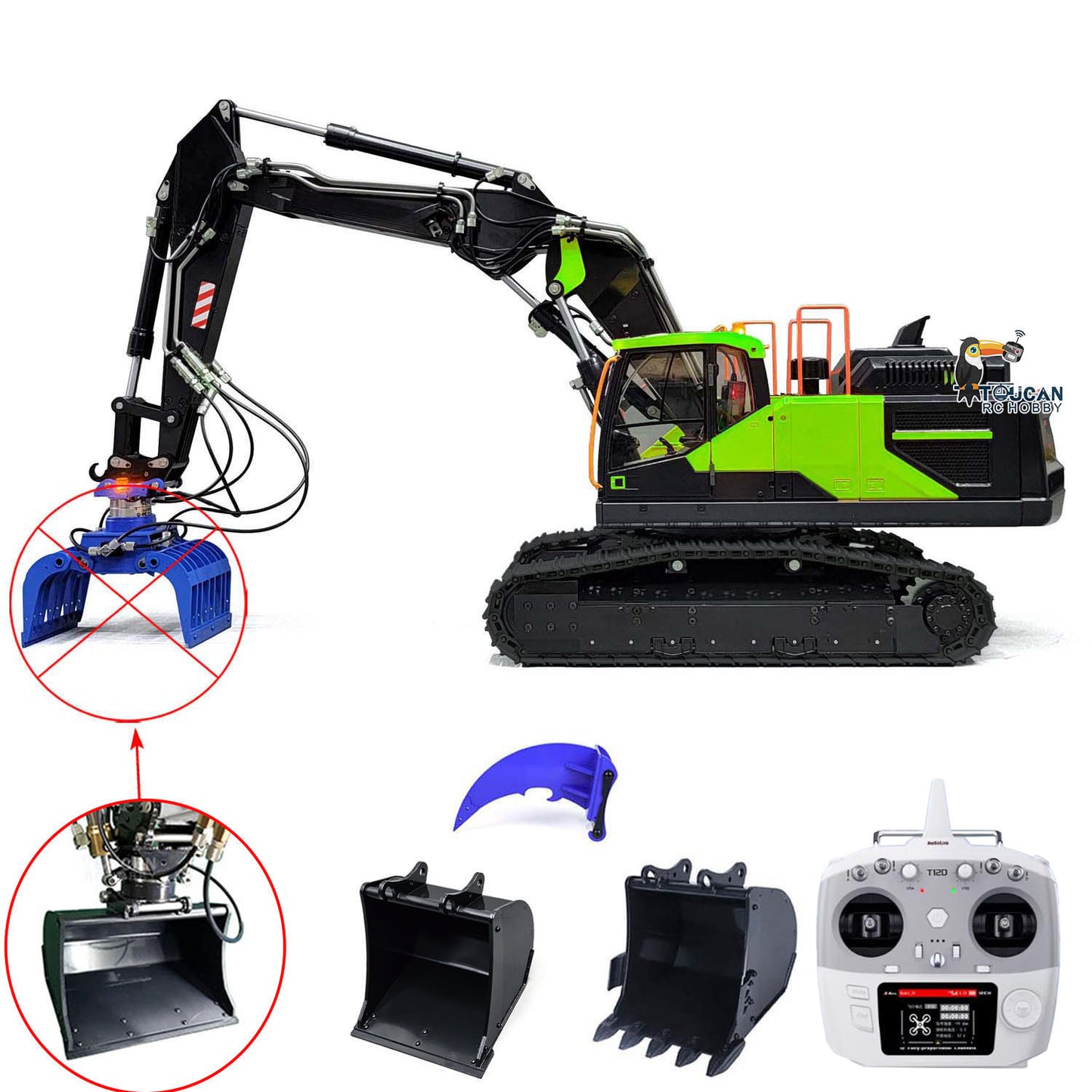 1:14 EC380 RC Excavator Hydraulic Tracked 3 Arms Remote Control Diggers