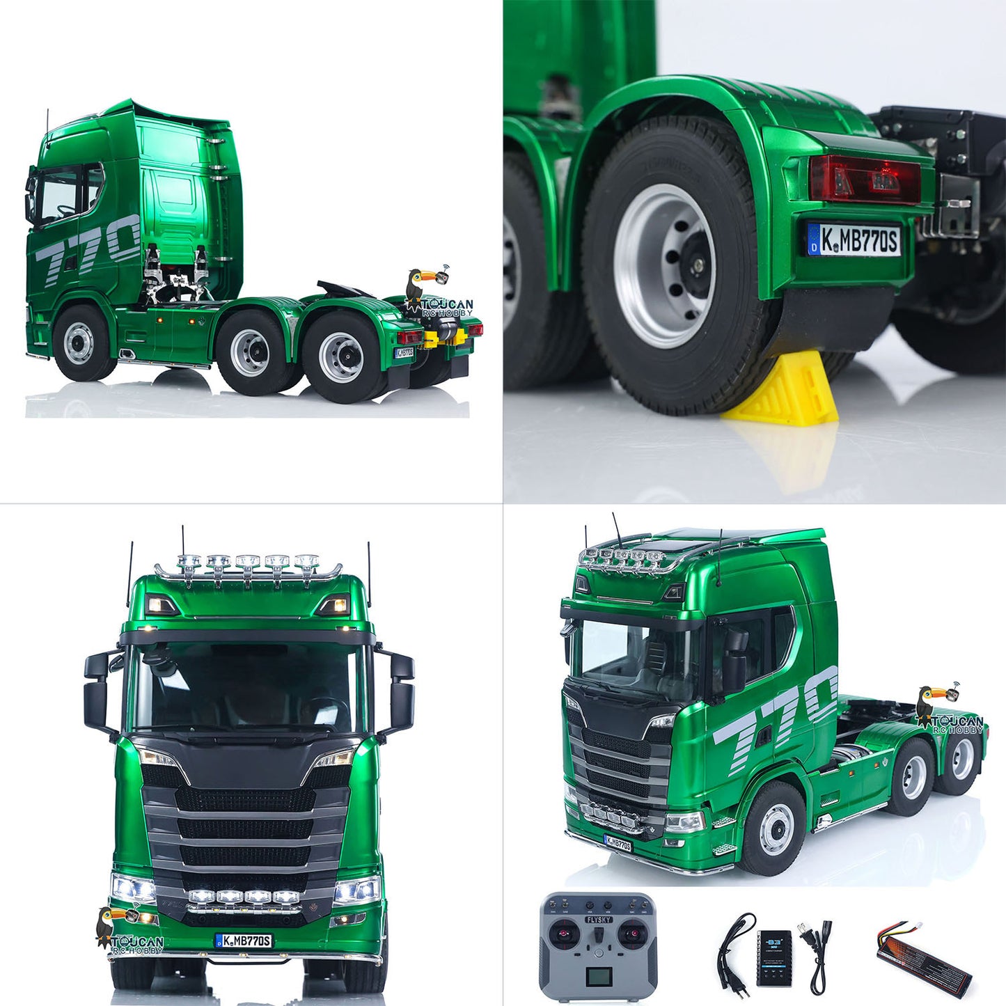 KABOLITE 1/14 770S RC Tractor Truck 6x6 Remote Control Lorry Car 2Speed Gearbox Differential Lock Battery Radio RTR Model