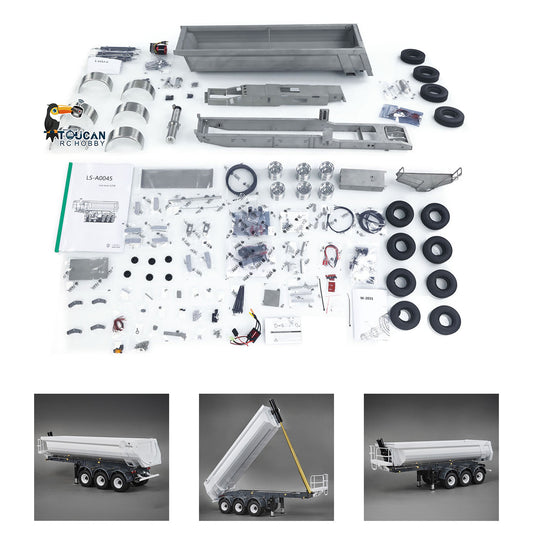 IN STOCK Metal LESU 3Axles 1/14 Hydraulic Dump Trailer for RC Tractor Truck DIY TAMIYA
