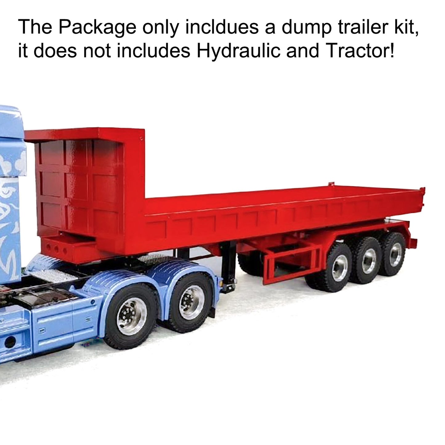 1/14 Full Metal 3Axles Remote Control Low Bed Dump Trailer Tipper Cars Electric Legs for Tamiya LESU RC Tractor Truck No Battery and Charger