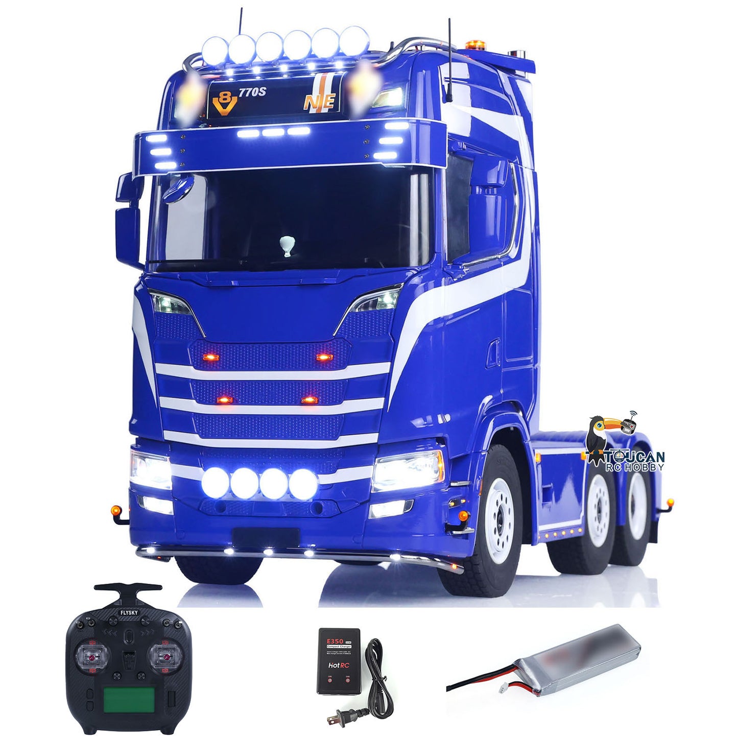 TOUCAN 770S 1/14 RC Tractor Truck 6X6 Metal Chassis Axle Locks 3Speed RTR Smoke Sound Light Unit Cabin Suspension ST8
