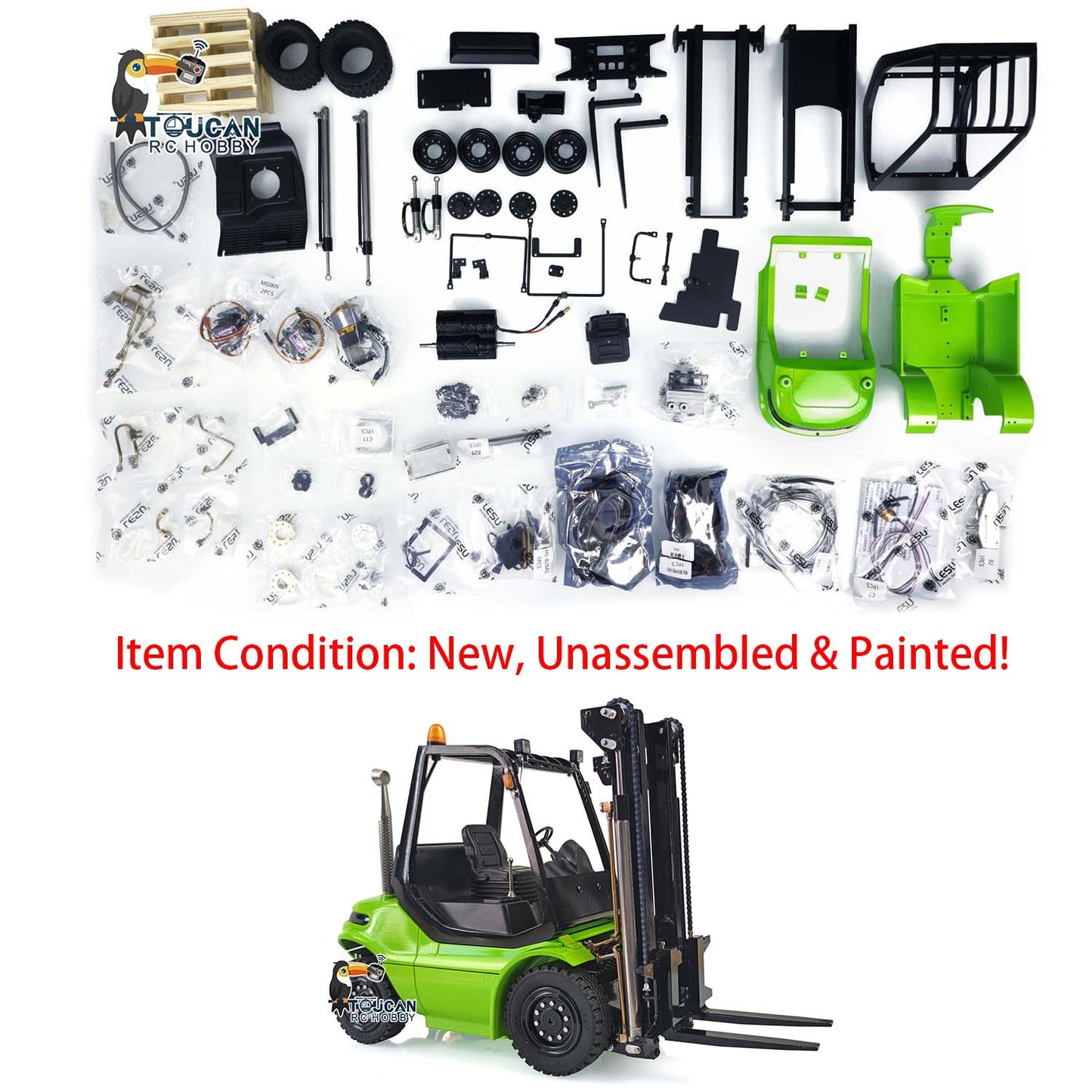LESU Metal 1/14 Aoue Painted Unassembled RC Hydraulic Forklift A0002