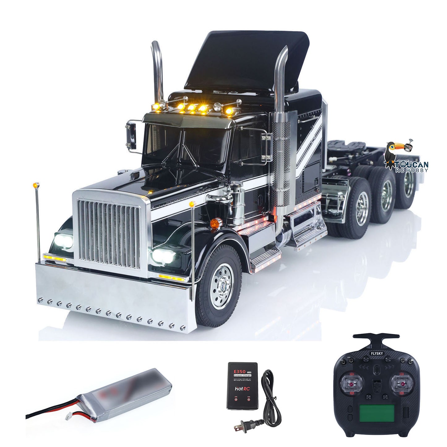 TOUCAN 8X4 1/14 RC king hauler Tractor Truck Model 3Speed Lorry Car Chassis Suspension Flysky ST8 Radio Battery