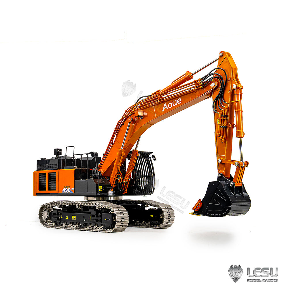 90% Metal LESU Aoue ZX490 1/14 Remote Control Hydraulic Excavator Model 490 Metal RC Digger Car 6CH Valve Light Brushless Pump Motor