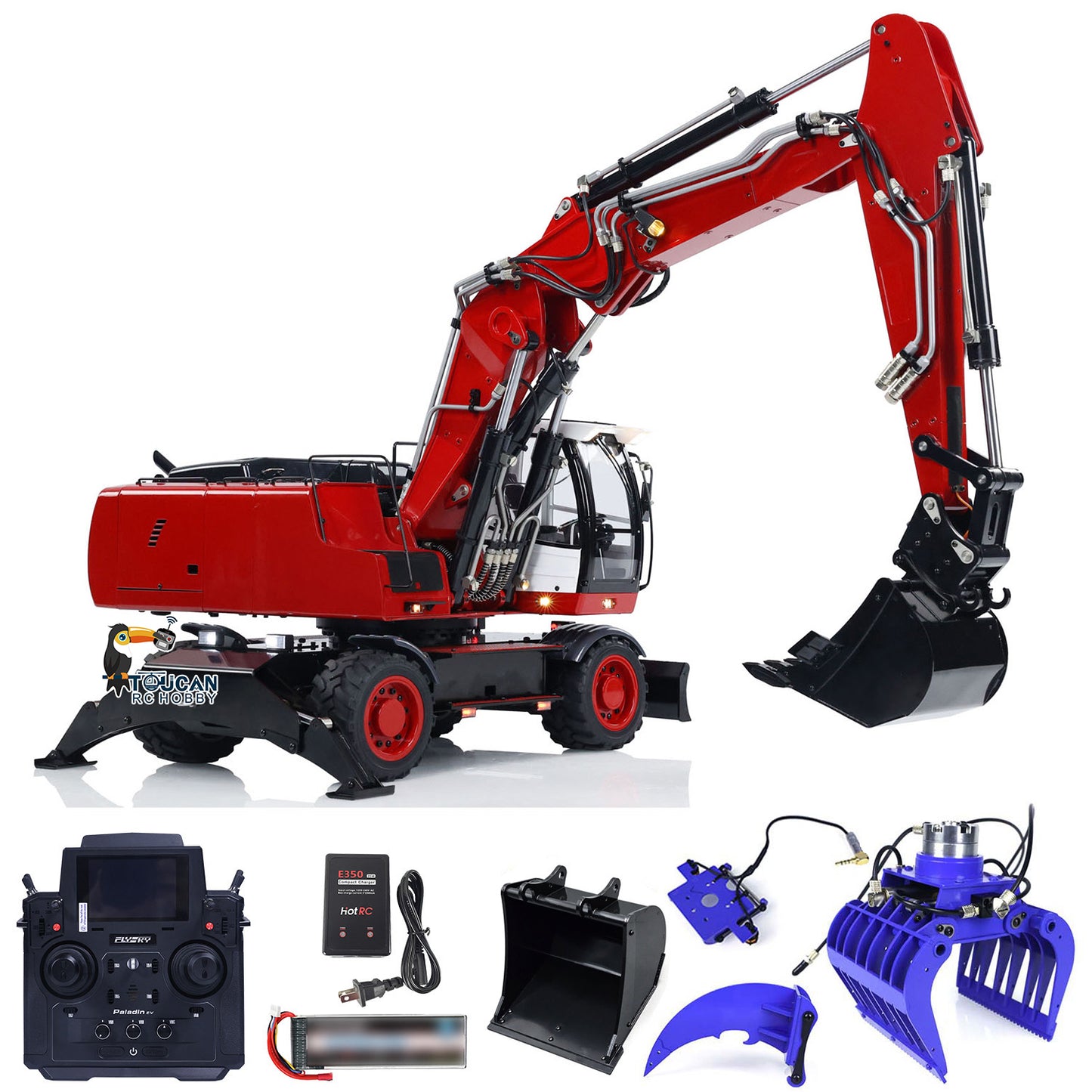 1/14 RC-Hydraulikbagger 946-3 PL18EV mit Funksteuerung, Baggeraufreißer, Greifer