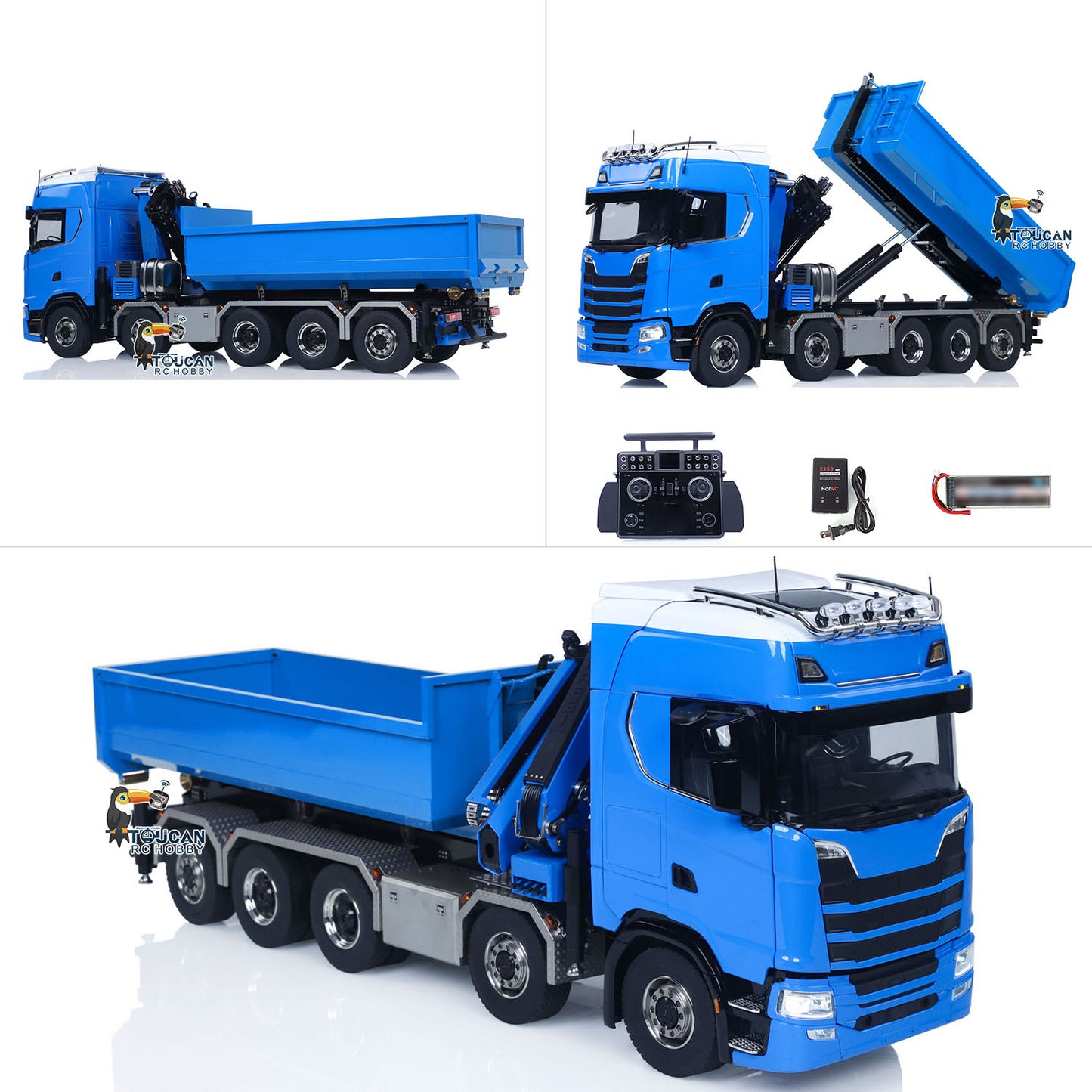SA770S 1/14 RC Camion à benne basculante à grue hydraulique 10X10 Voiture à benne basculante complète radiocommandée