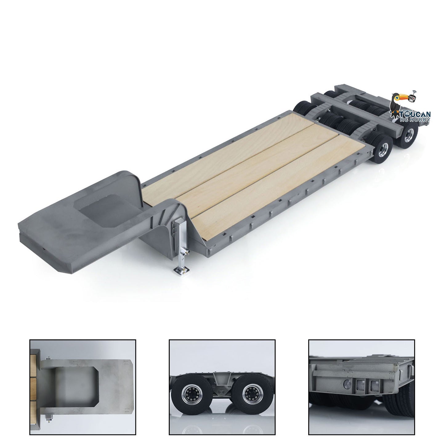 LESU 872MM Metal Wood 4Axles Trailer for 1/14 RC TAMIYA Tractor Truck DIY Model