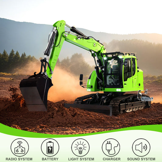 CUT Model 1/14 RC Hydraulic Excavator LR 914 Metal Remote Control Digger Model 5ways Valve RTR Construction Car ST8 Radio Battery