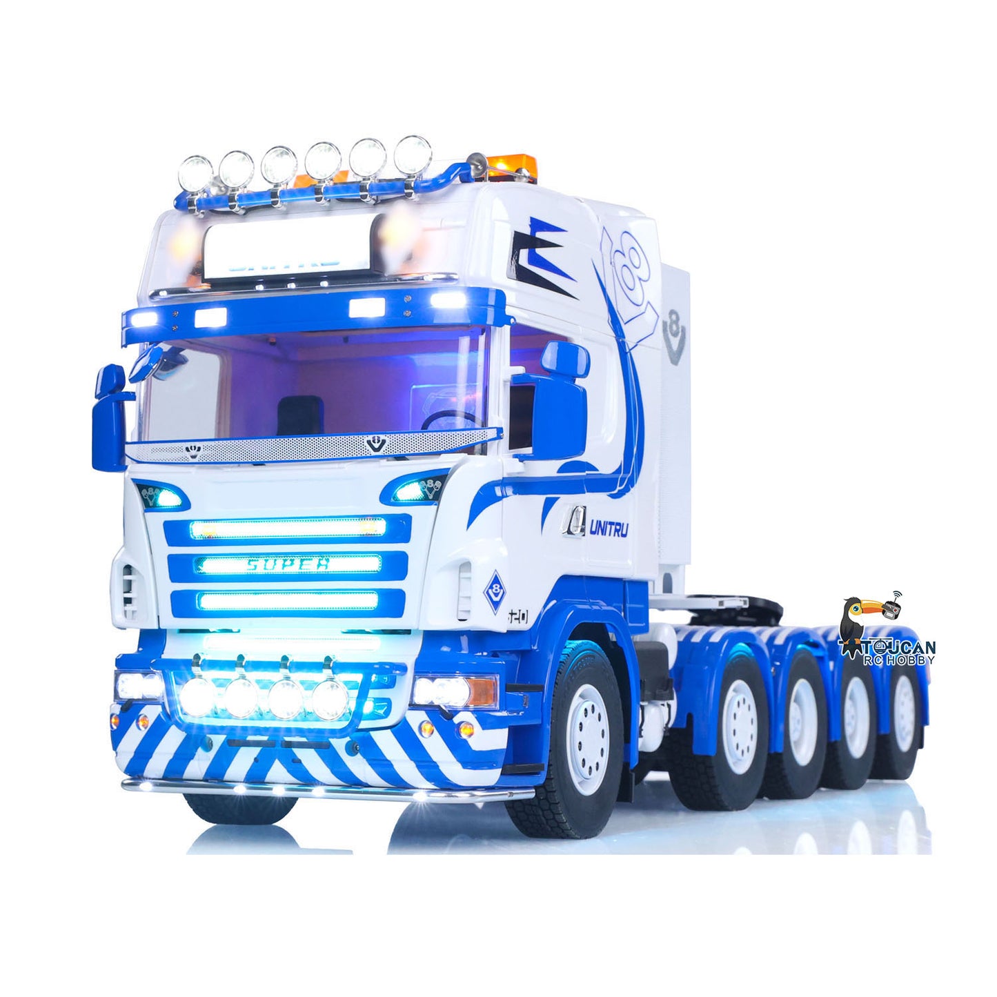 Unitru 04 10x10 Metal Chassis SC 3Speed 1/14 RC Tractor Truck RTR Smoke Light Sound ST8 Radio Battery