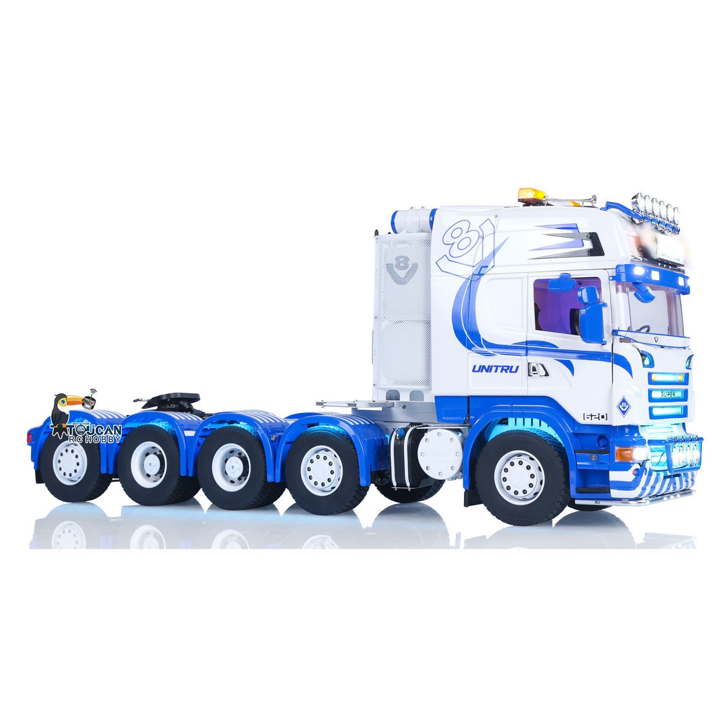 Unitru 04 10x10 Metal Chassis SC 3Speed 1/14 RC Tractor Truck RTR Smoke Light Sound ST8 Radio Battery
