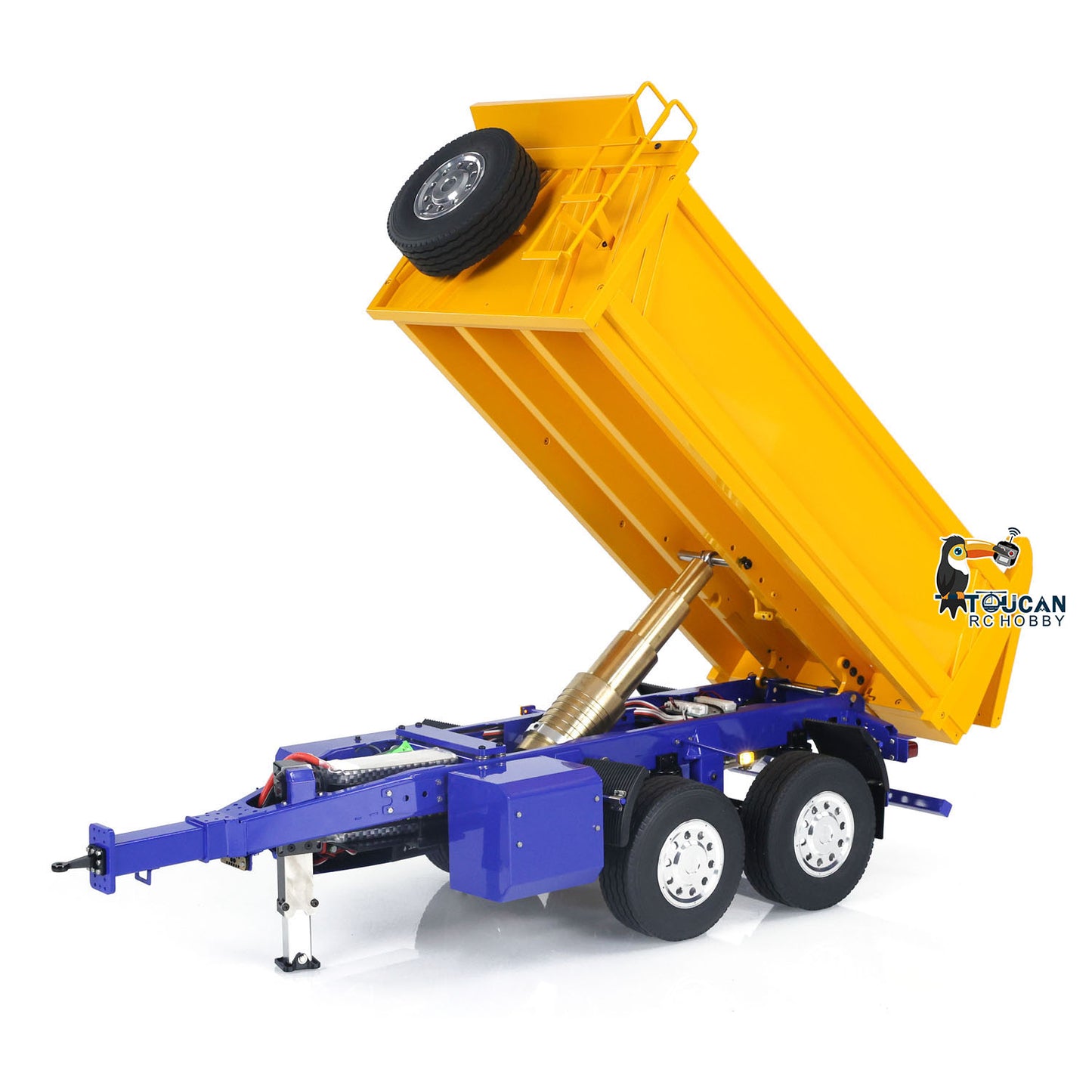 LESU Metal 1/14 Remorques hydrauliques RC à 2 essieux Remorque complète auto-basculante électrique