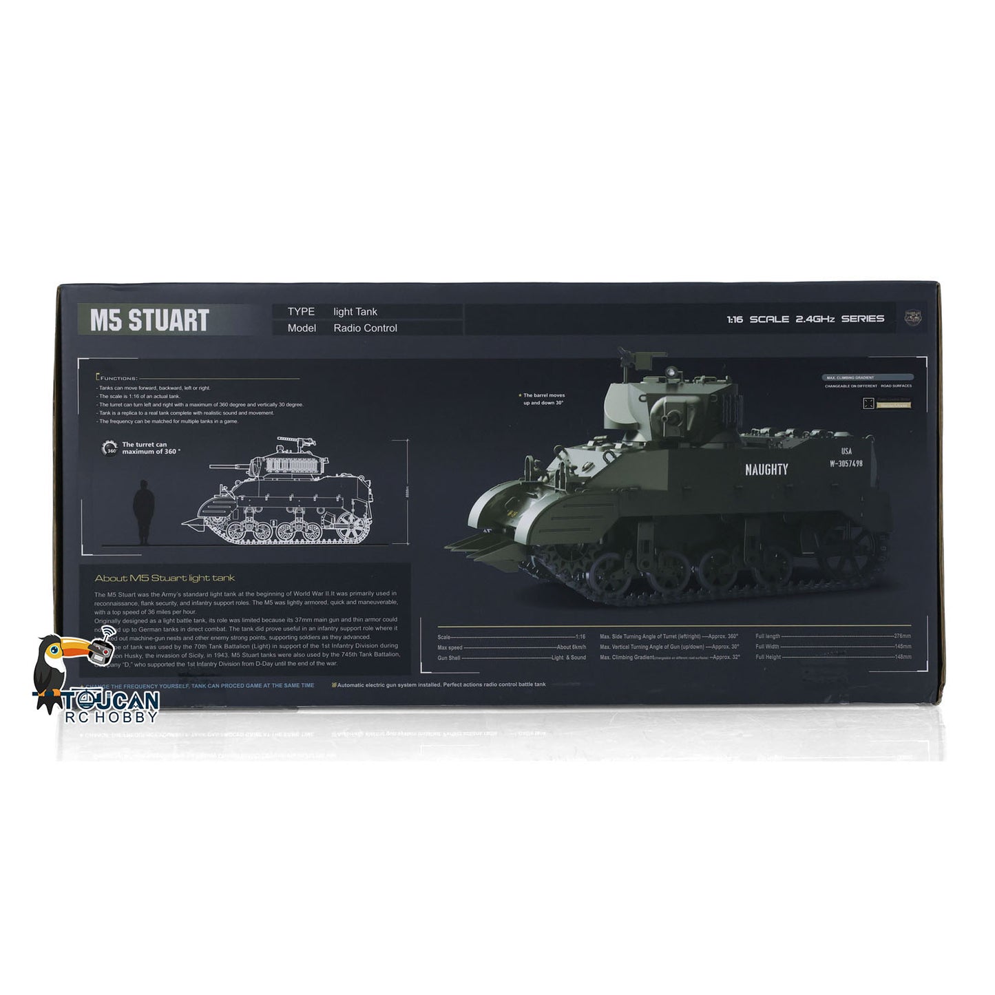 1/16 Scale RTR Tank US Stuart M5A1 British VI Light Tank Sound Lights