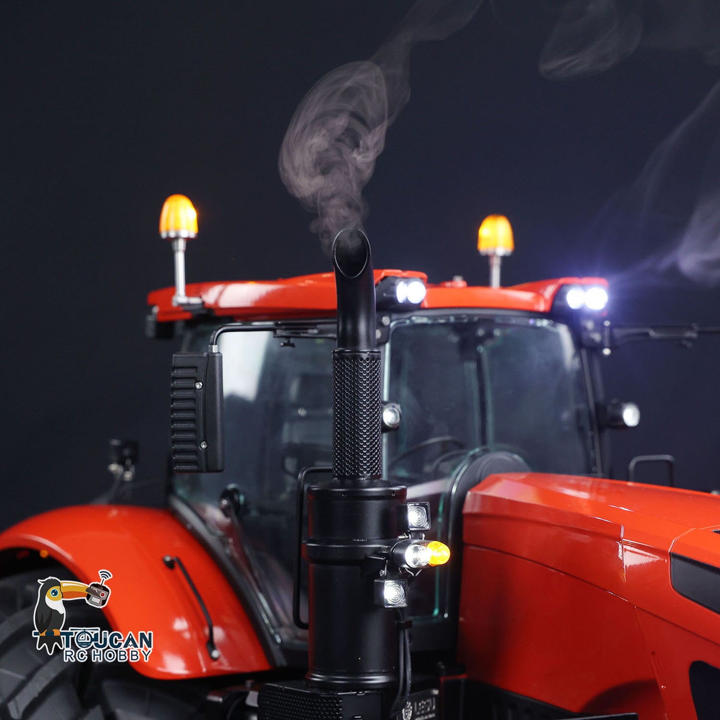 LESU 4x4 Metal 1/14 RC Hydraulic Tractor Car AOUE 1050 Radio Controlled Farm Truck Light Smoking Simulation Sound Differential