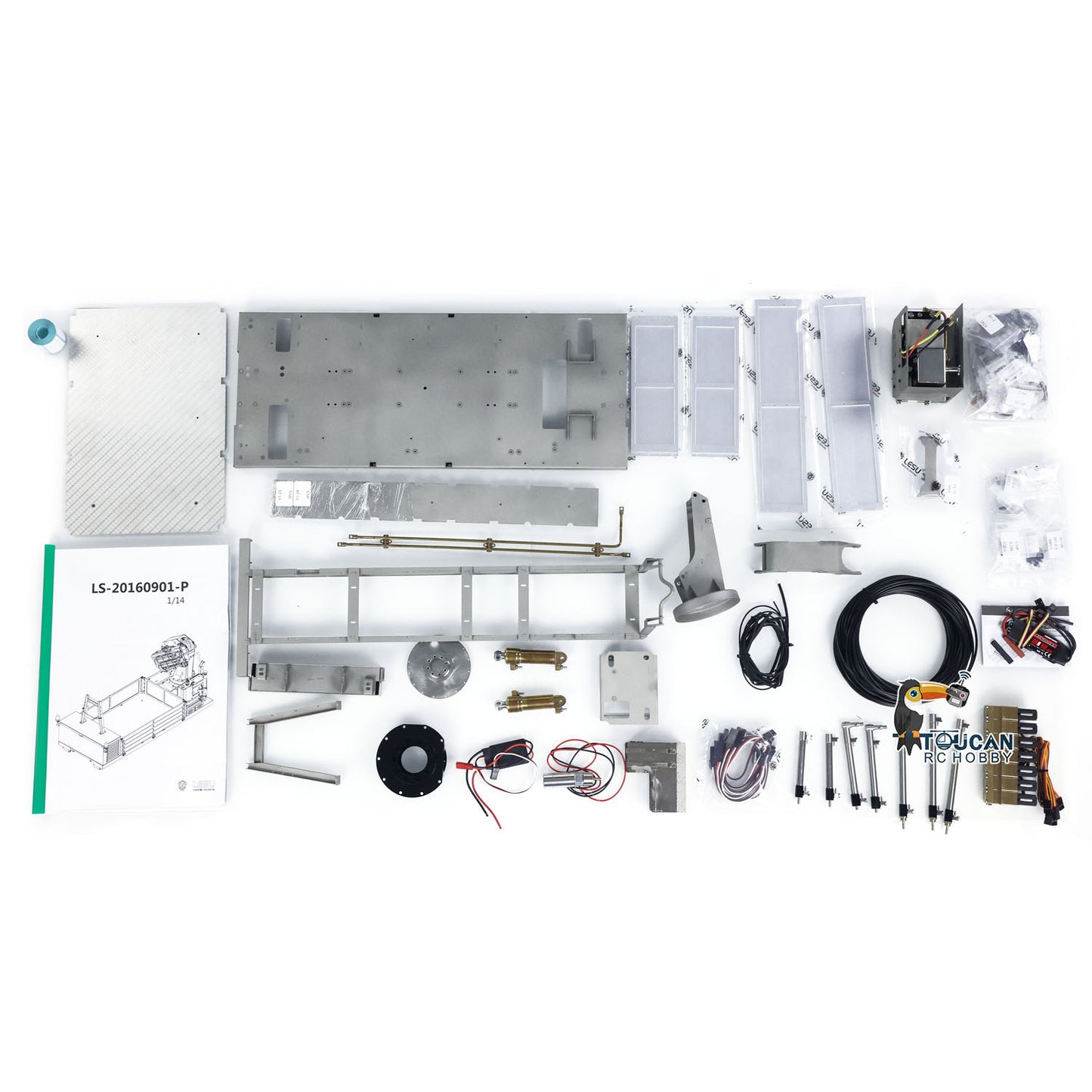 Metal Cargo Box Hydraulic Crane for LESU 1/14 Roll on Off Dumper Truck DIY Model