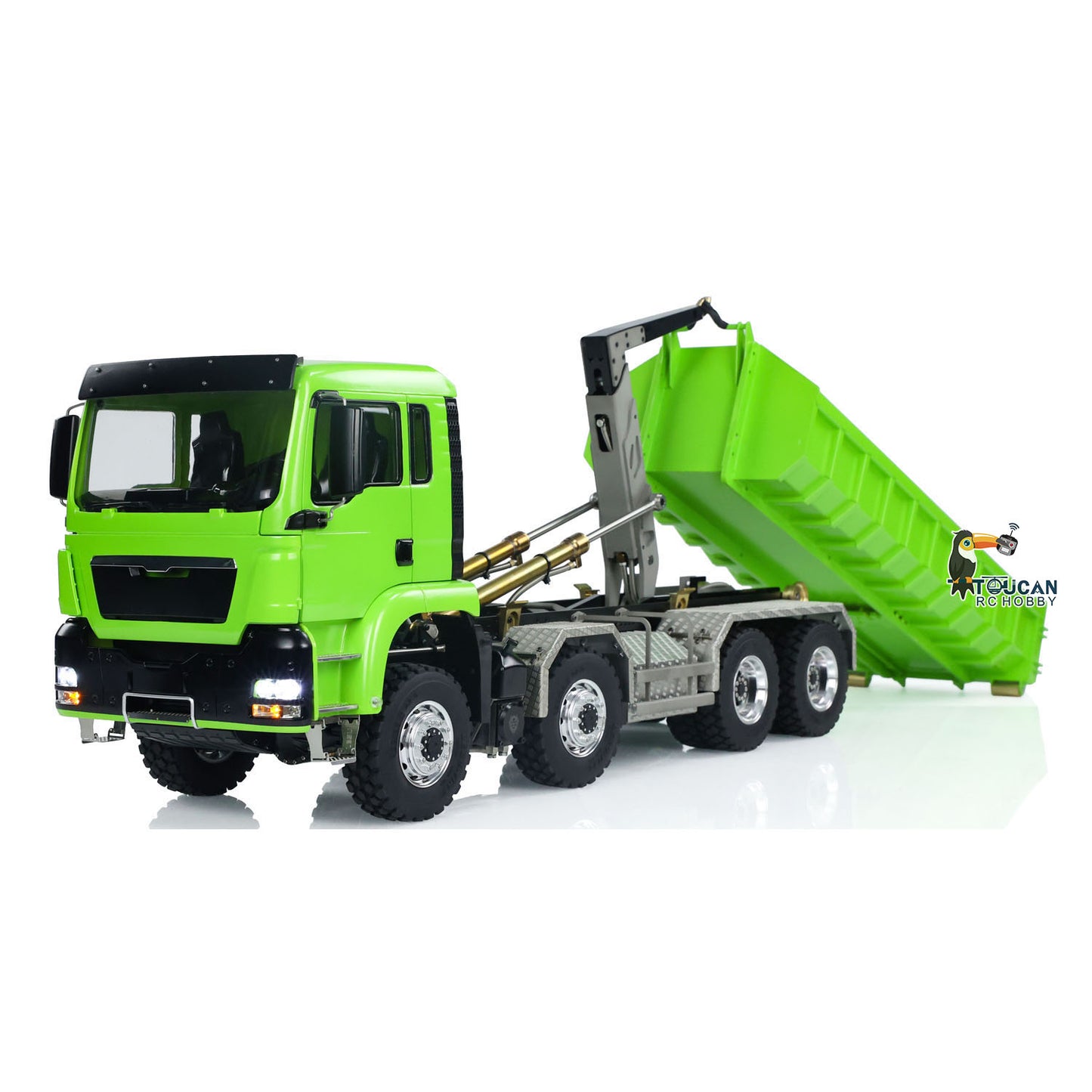 LESU TGS 1/14 RC Hydraulic Roll On Off Dump Truck 8x8 Metal Chassis Dumper Differential Lock EDS Axles 2Speed Gearbox Model Car