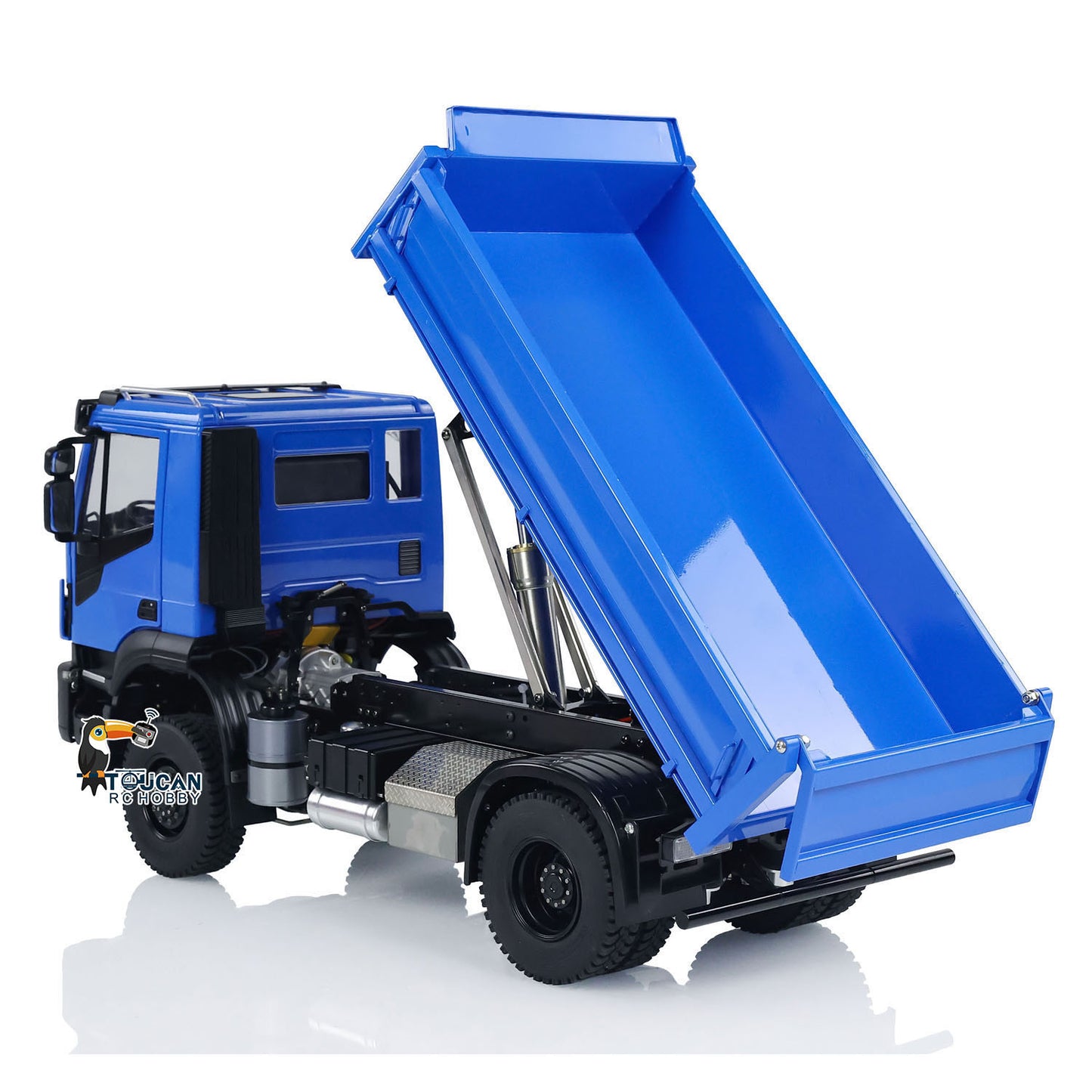 Camion à benne basculante hydraulique RC 1/14 4x4 en métal RC Tipper personnalisé bleu