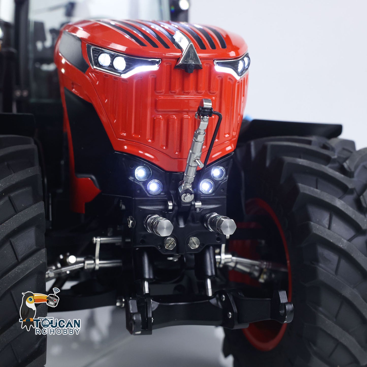 LESU 4x4 Metal 1/14 RC Hydraulic Tractor Car AOUE 1050 Radio Controlled Farm Truck Light Smoking Simulation Sound Differential
