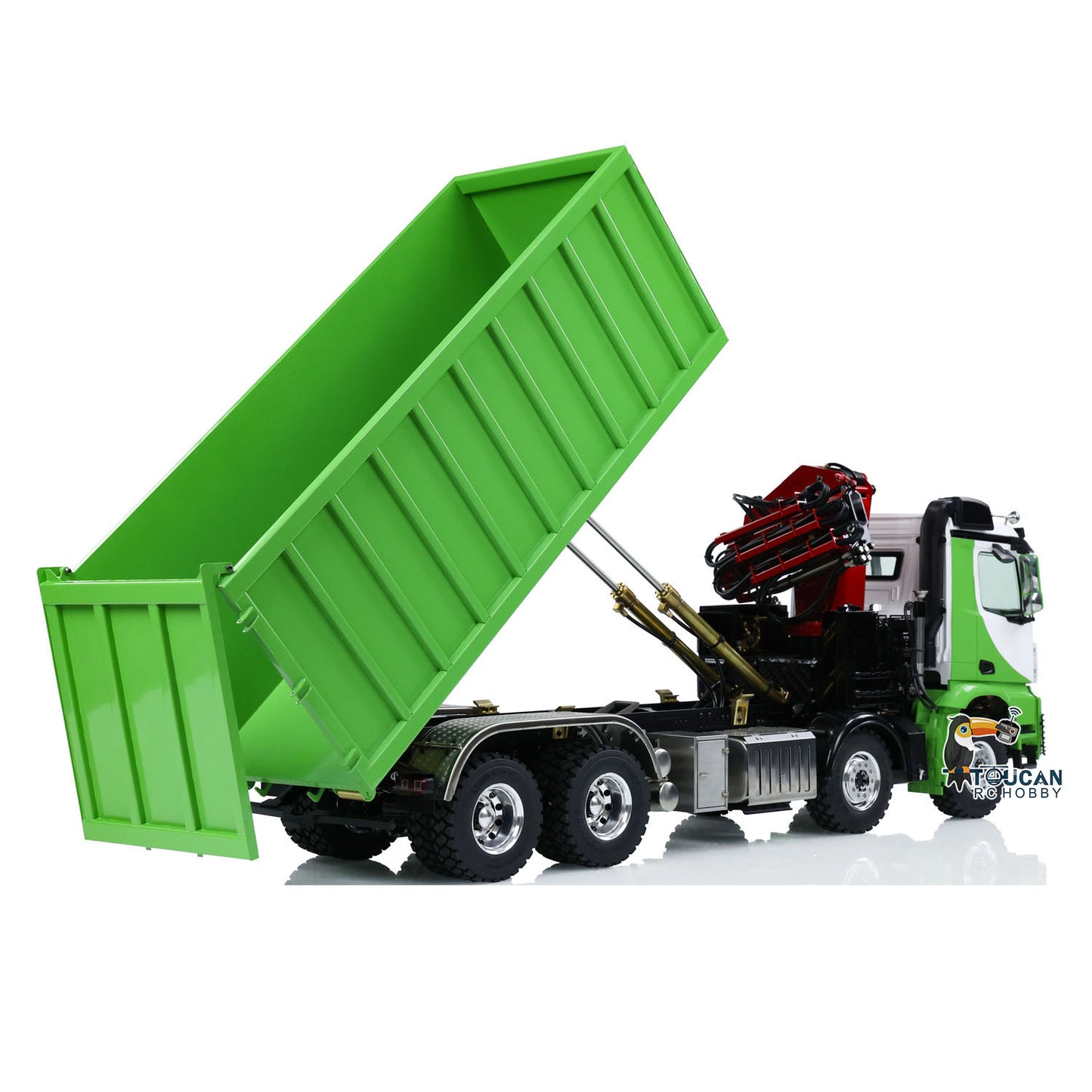 Metal LESU 1/14 RC Hydraulic Crane Dump Truck 8x8 RTR Car 3348 Dumper Waste Bin