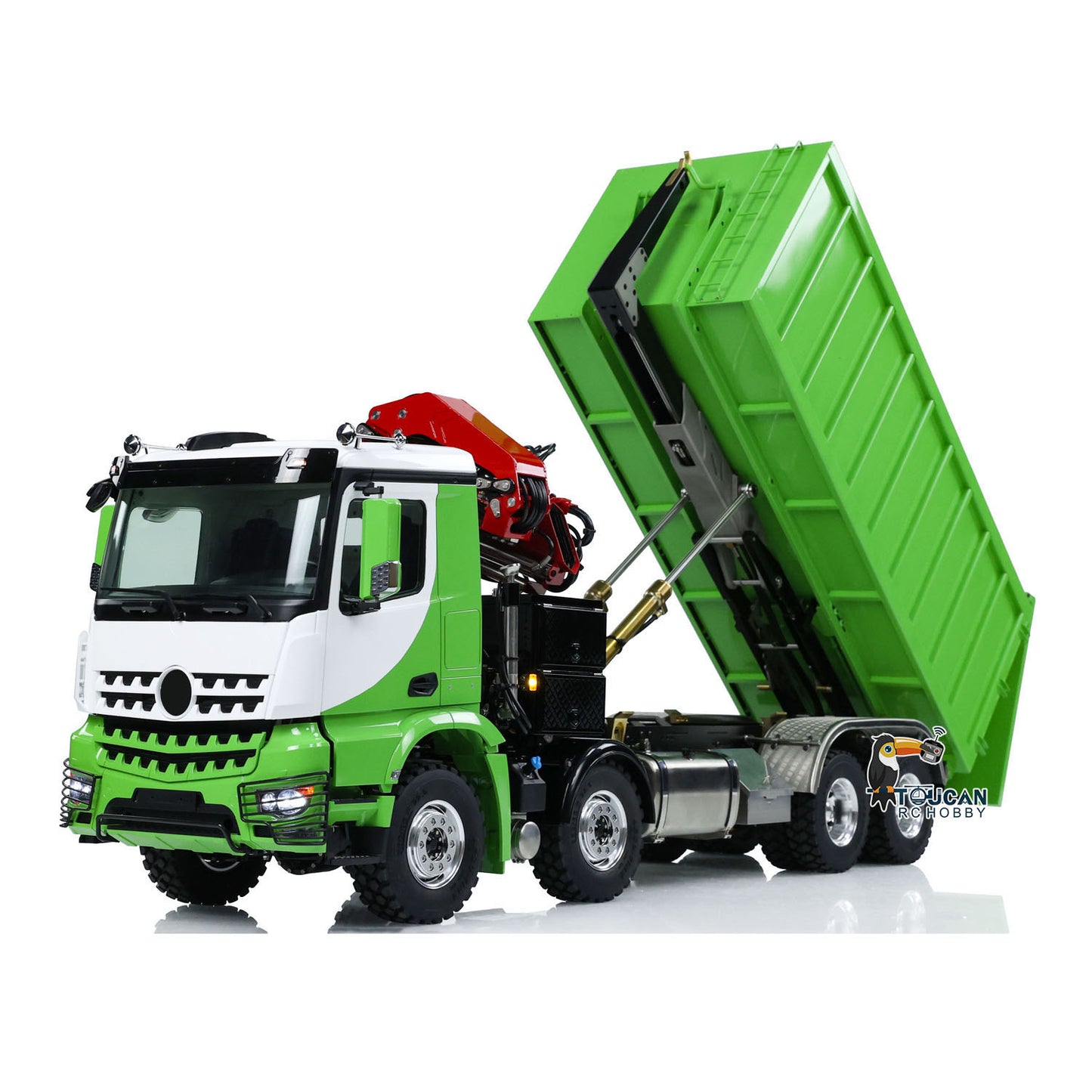 Metal LESU 1/14 RC Hydraulic Crane Dump Truck 8x8 RTR Car 3348 Dumper Waste Bin