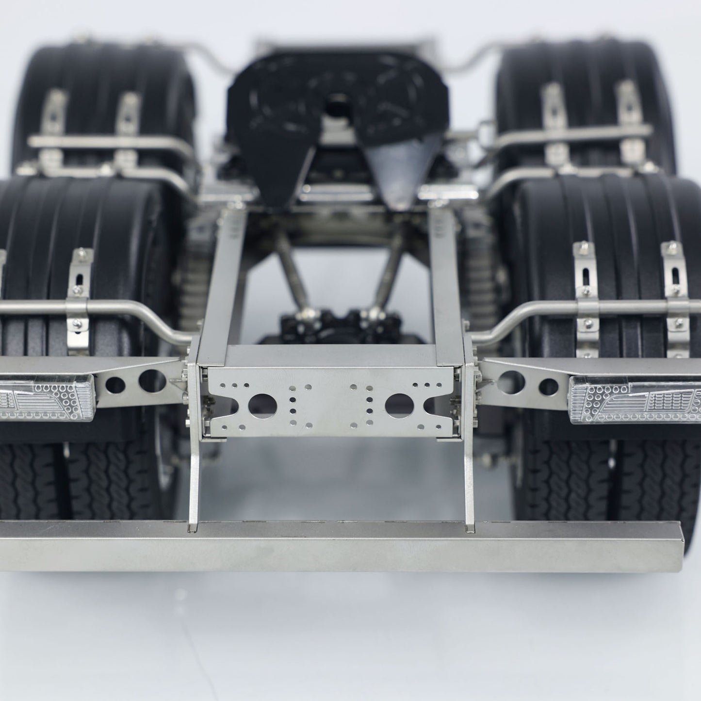 US STOCK 2 Axles 1/14 Metal Trailer with Fifth-wheel Traction for LESU RC Car Truck Model