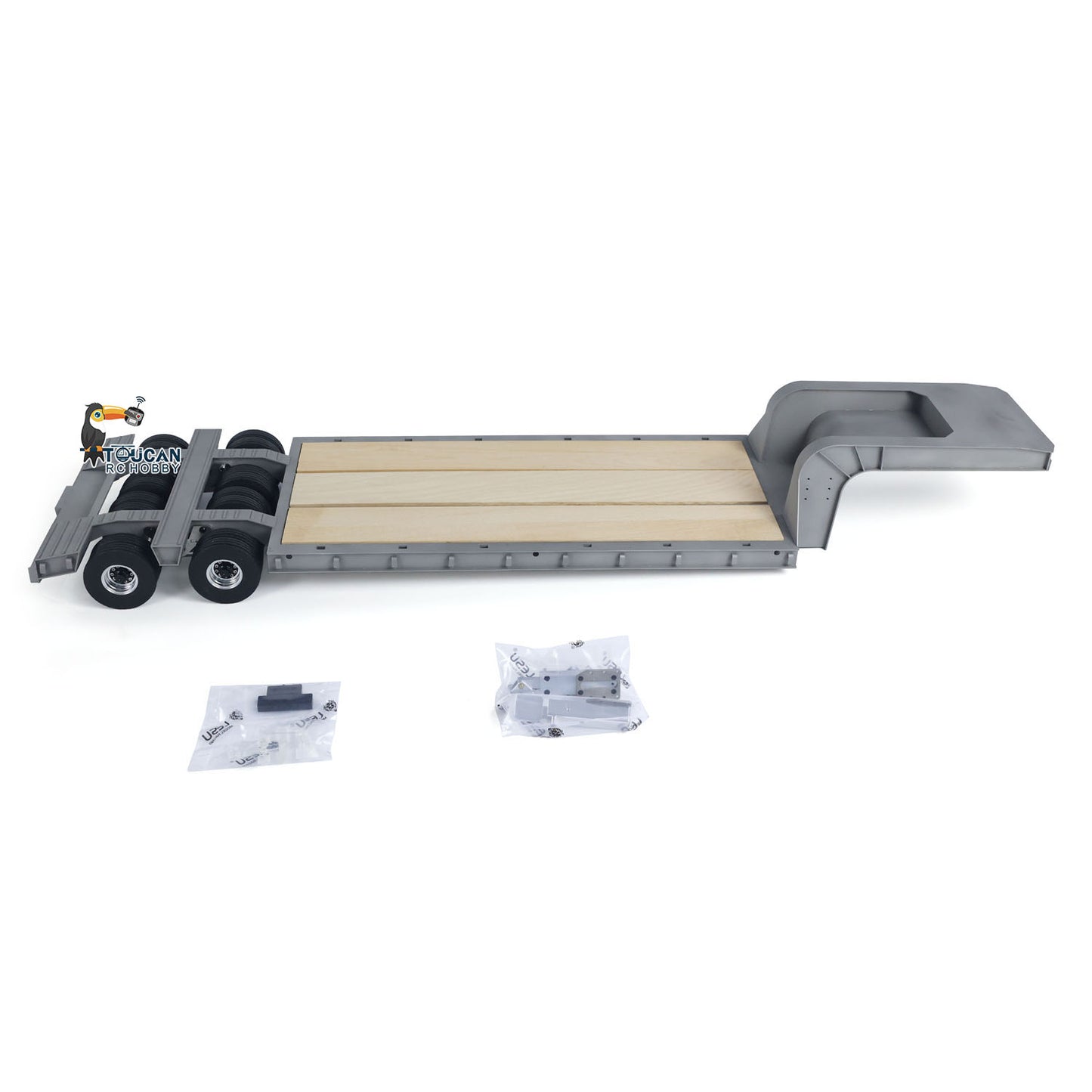 US STOCK LESU 872MM Metal Wood 4Axles Trailer for 1/14 RC TAMIYA Tractor Truck DIY Model