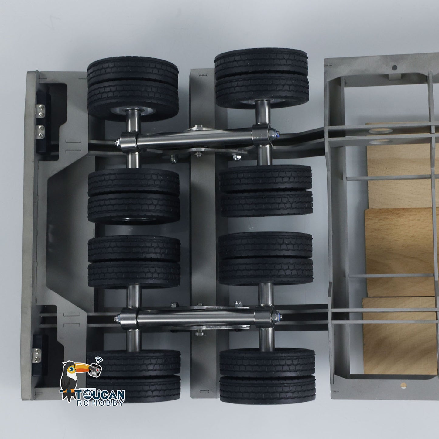 LESU 872MM Metal Wood 4Axles Trailer for 1/14 RC TAMIYA Tractor Truck DIY Model