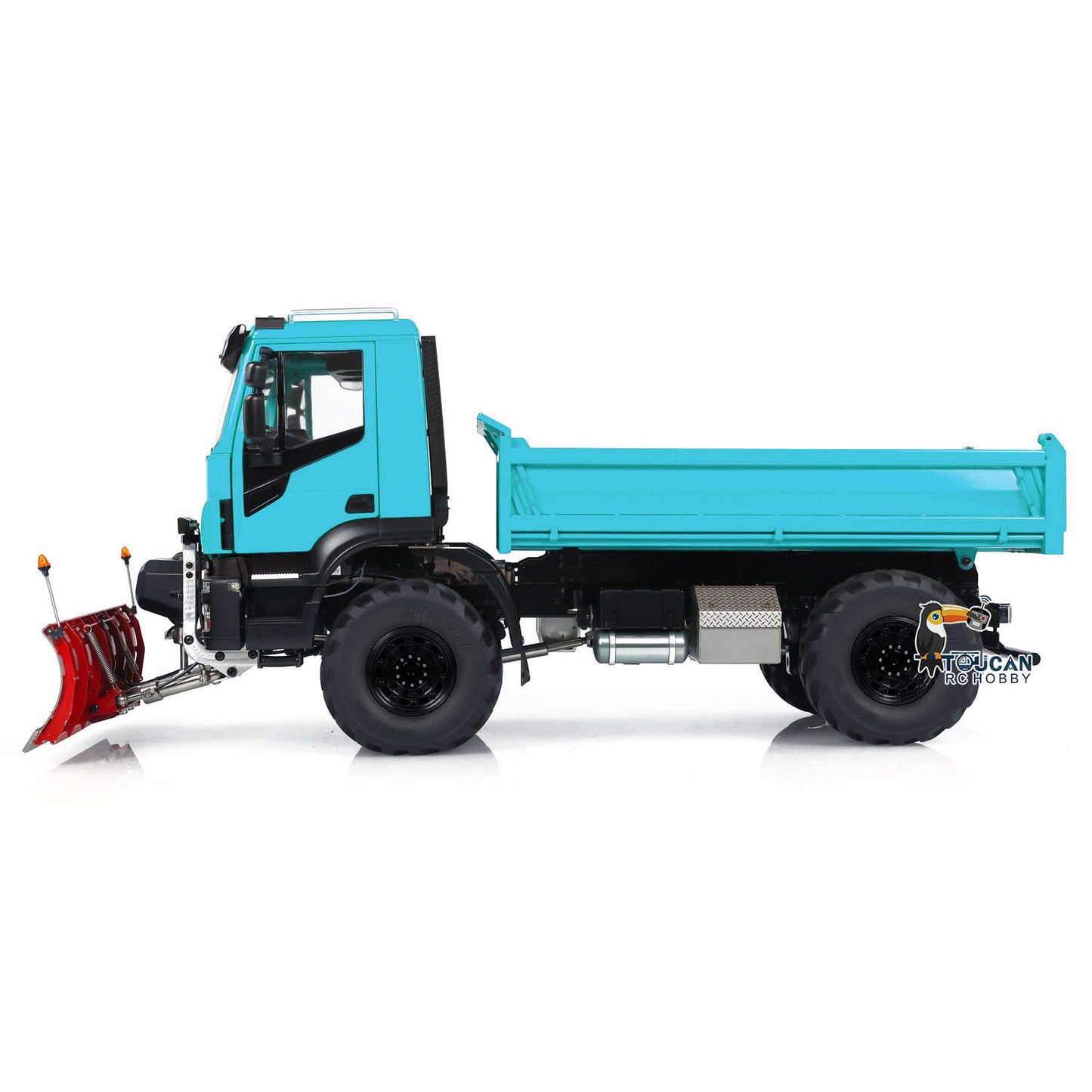 Camion à benne basculante hydraulique télécommandé 4x4 à l'échelle 1:14 avec lame à neige