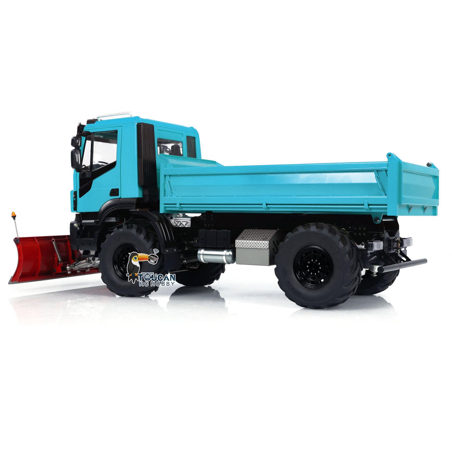 Camion à benne basculante hydraulique télécommandé 4x4 à l'échelle 1:14 avec lame à neige