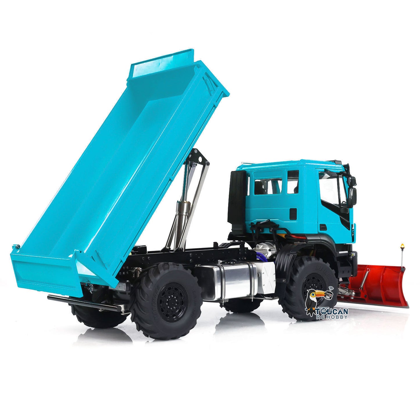 Camion à benne basculante hydraulique télécommandé 4x4 à l'échelle 1:14 avec lame à neige