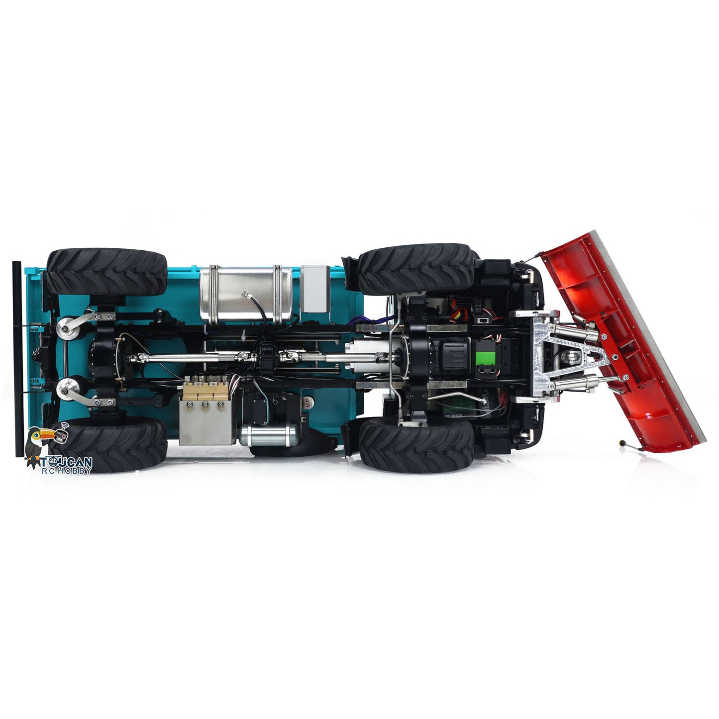 Camion à benne basculante hydraulique télécommandé 4x4 à l'échelle 1:14 avec lame à neige