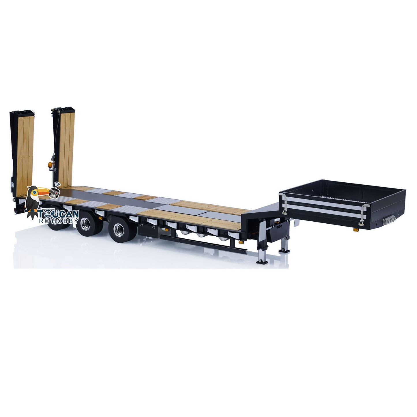 1/14 LESU Metal Trailer Model Kit W/Hydraulic Lifting Tail Board Reversing Valve ESC Motor For Remote Control Tractor Truck
