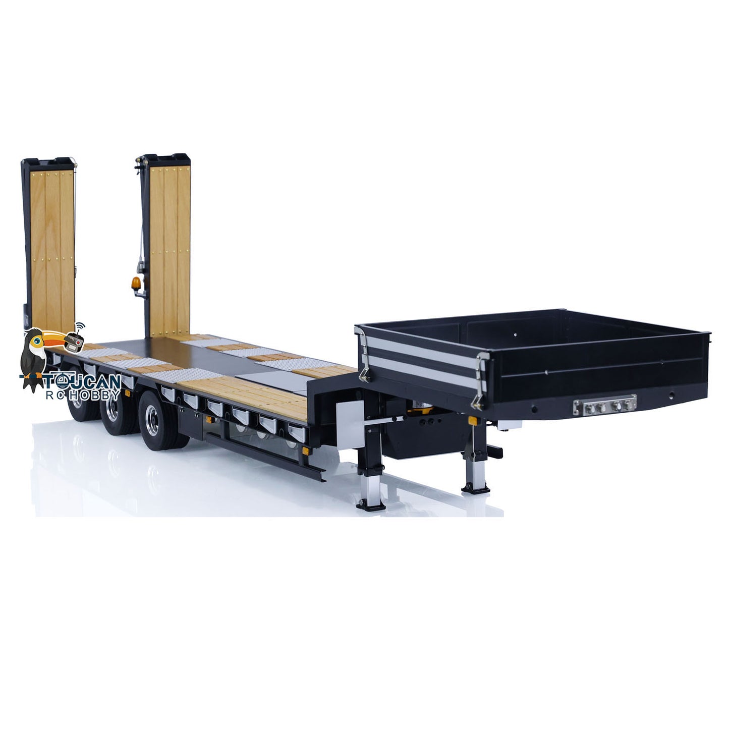1/14 LESU Metal Trailer Model Kit W/Hydraulic Lifting Tail Board Reversing Valve ESC Motor For Remote Control Tractor Truck