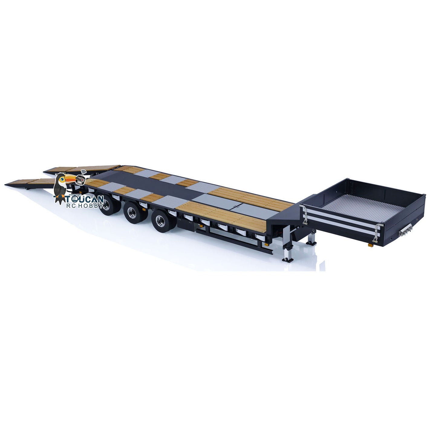 1/14 LESU Metal Trailer Model Kit W/Hydraulic Lifting Tail Board Reversing Valve ESC Motor For Remote Control Tractor Truck