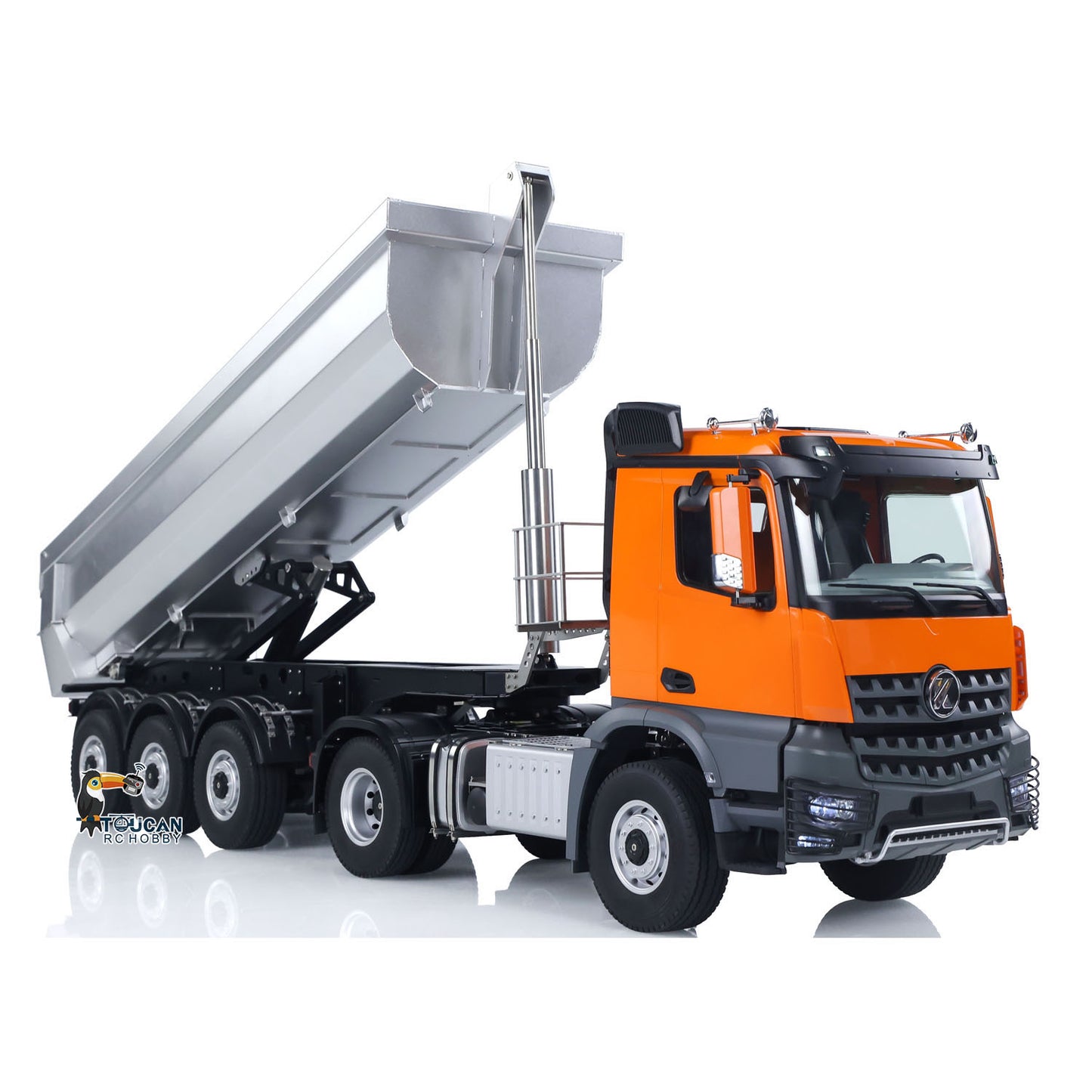 Camion tracteur 4X4 RC Kabolite RTR à l'échelle 1/14, 3 essieux, traction intégrale, avec trémie de levage électrique, remorque à benne basculante, batterie