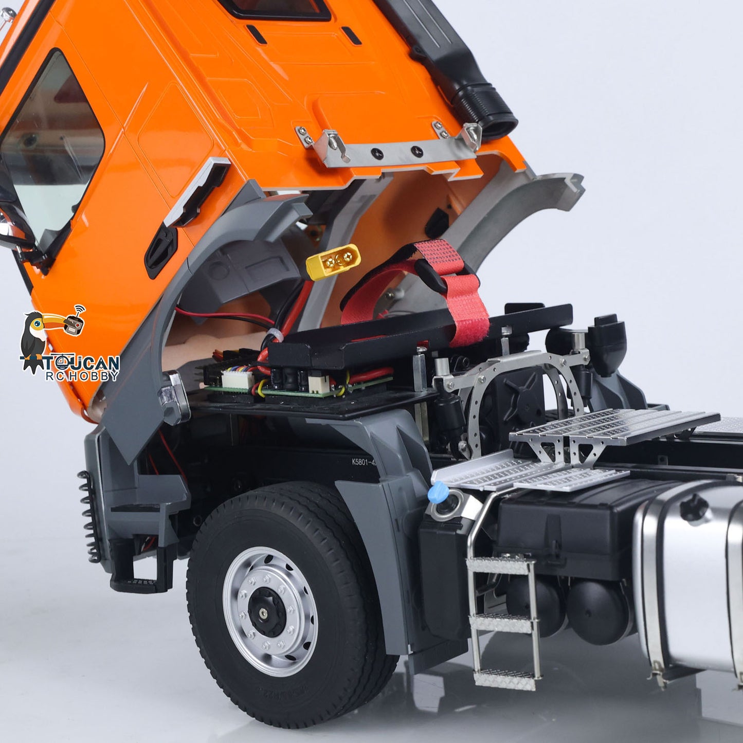 Camion tracteur 4X4 RC Kabolite RTR à l'échelle 1/14, 3 essieux, traction intégrale, avec trémie de levage électrique, remorque à benne basculante, batterie