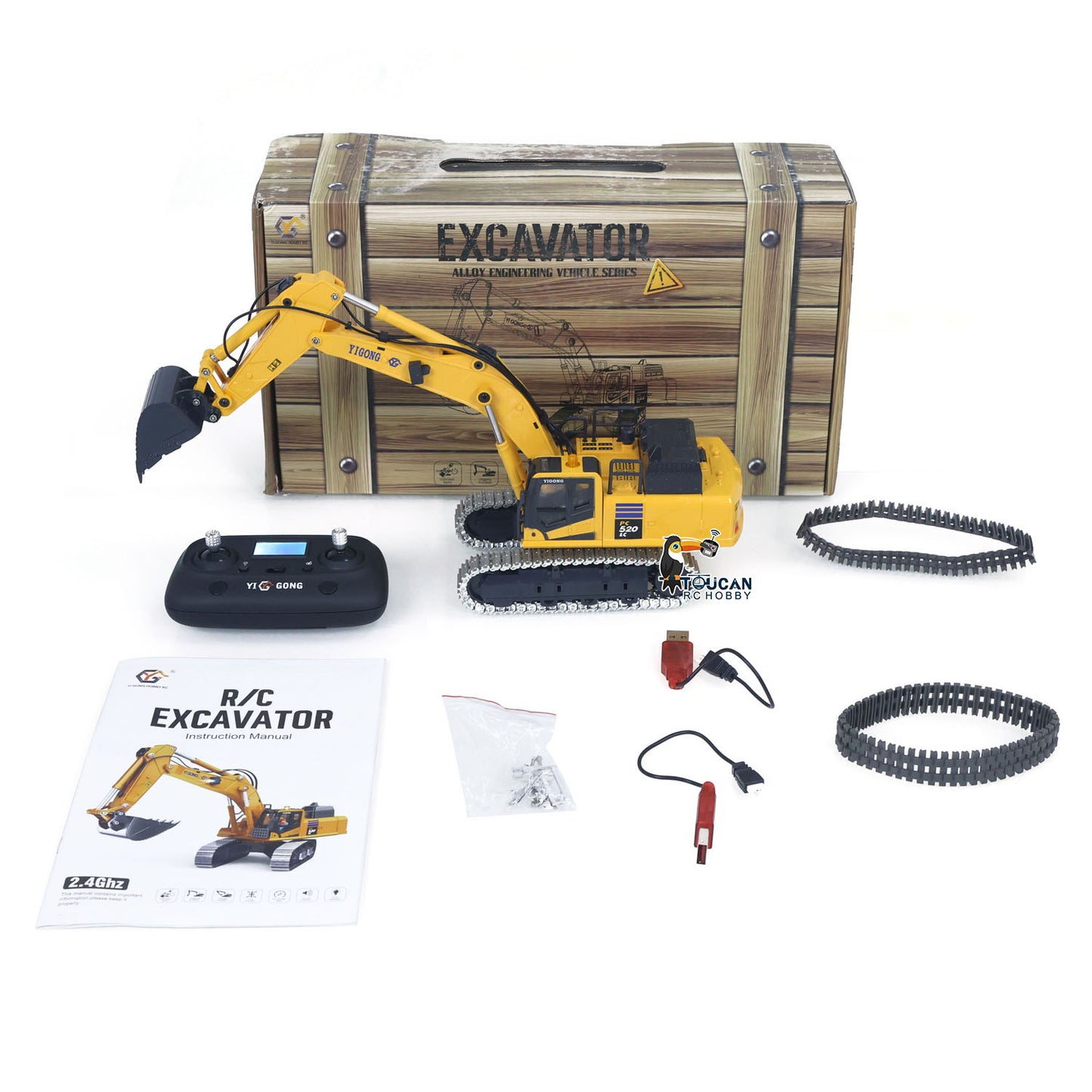 1/50 RC Digger PC520 Electric Liftingl Excavator Engineering?Vehicle Metal Tracks Lights Sound Small Toy Collection