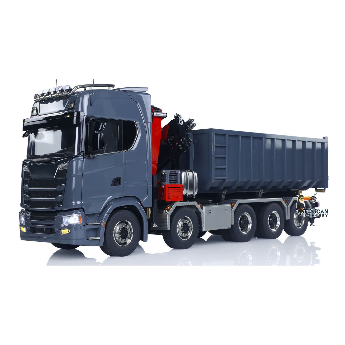 1/14 RC Hydraulic Full Dump Truck Crane 770S Metal 10x10 Roll on off Tipper 3Speed RTR Model Car Frsky XE Radio