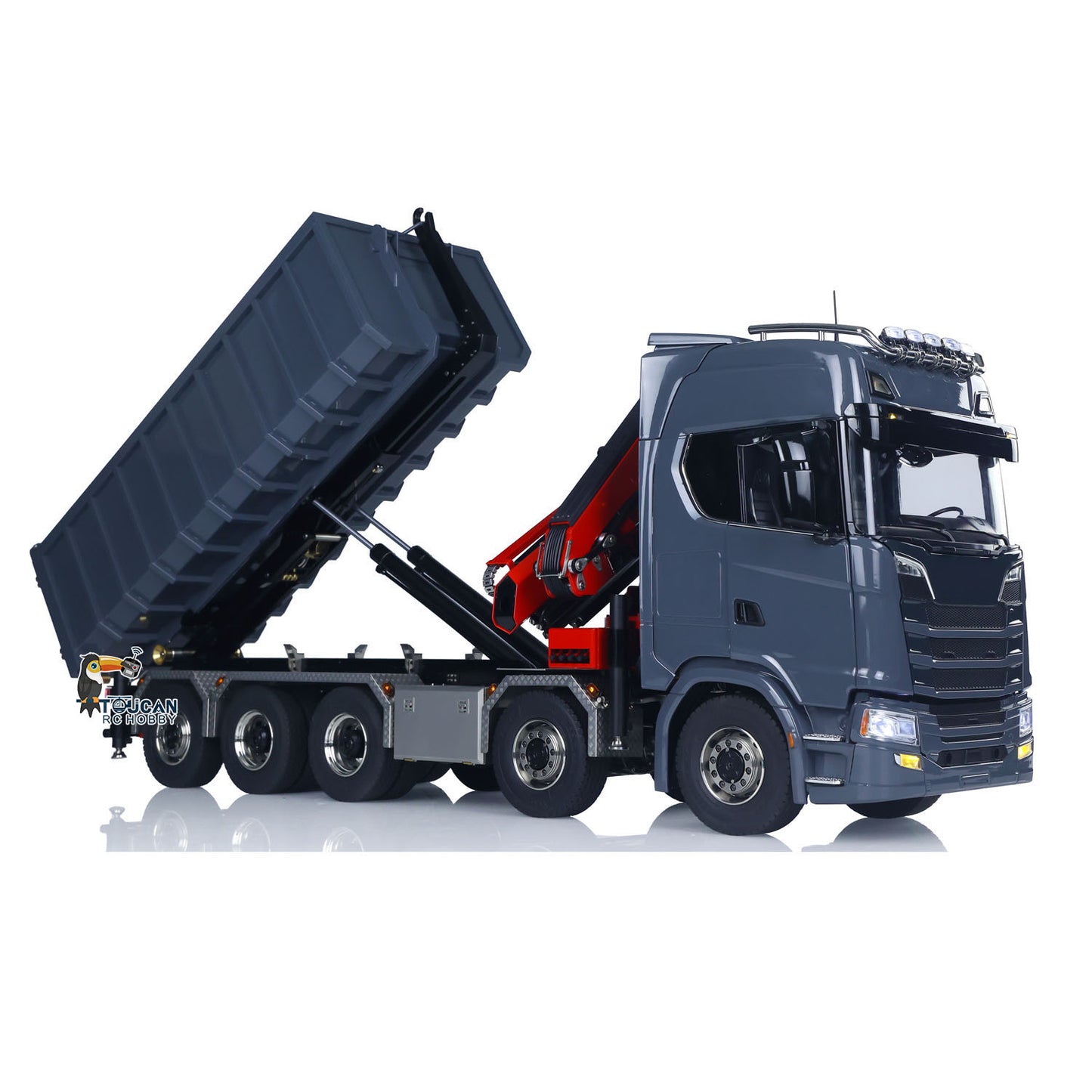 1/14 RC Hydraulic Full Dump Truck Crane 770S Metal 10x10 Roll on off Tipper 3Speed RTR Model Car Frsky XE Radio
