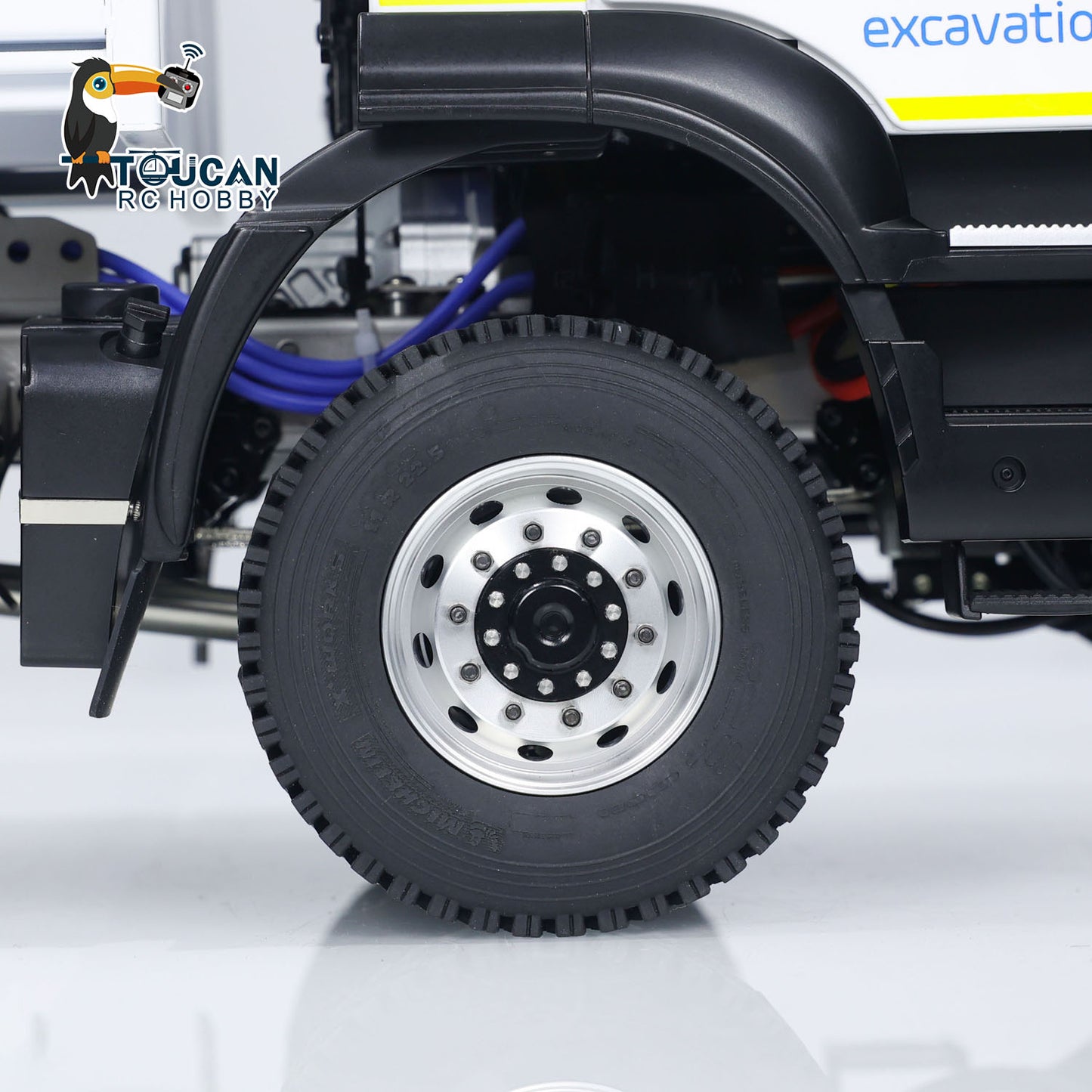 Camion à benne basculante hydraulique 4x4 en métal 1/14 RC / Lame à neige / Projecteur