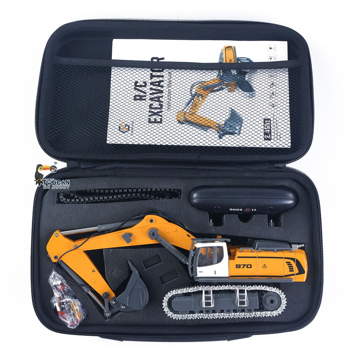 1/50 RC Excavator K970 Engineering Vehicle Remote Control Electric Lifting Digger Metal Bucket Tracks Light Sound RTR Battery