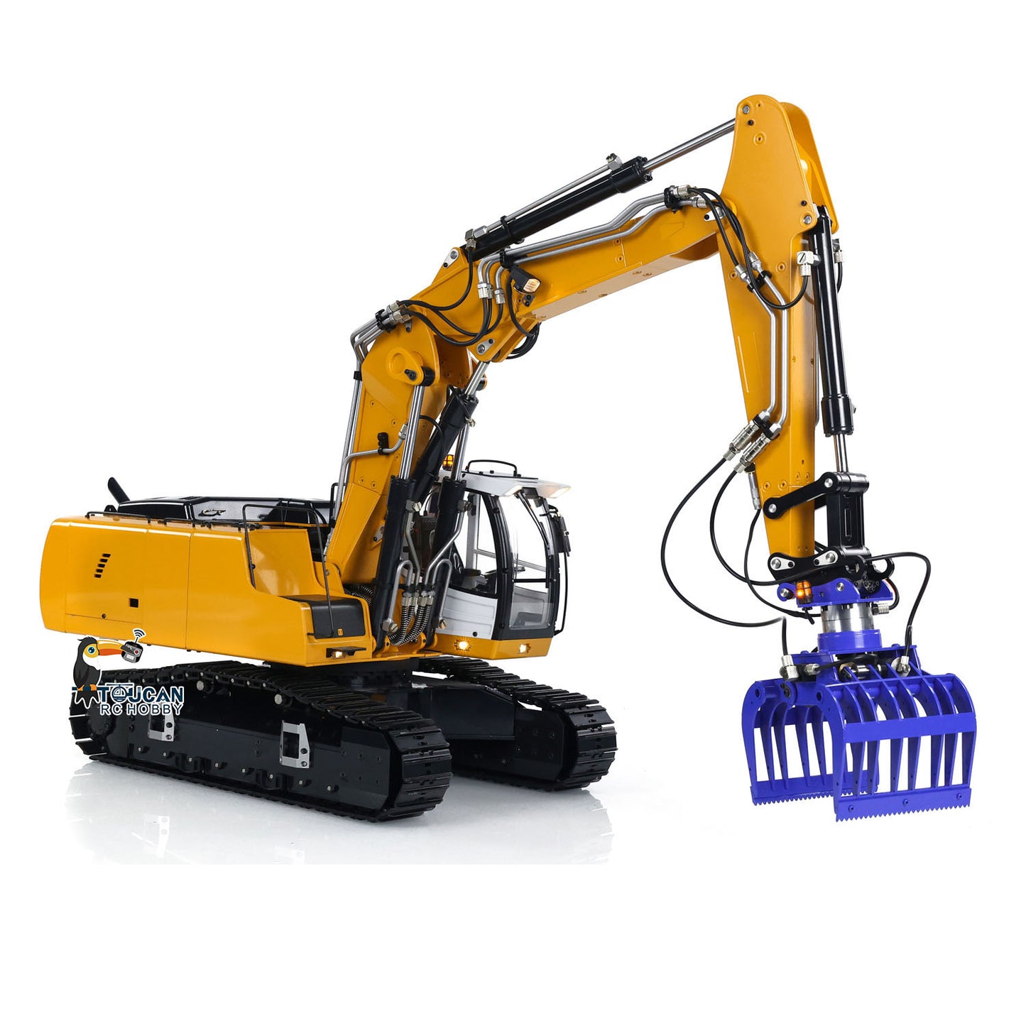 Pelle hydraulique sur chenilles ARTR à 3 bras en métal MTM 1/14 946-3 RC avec godet de démolition