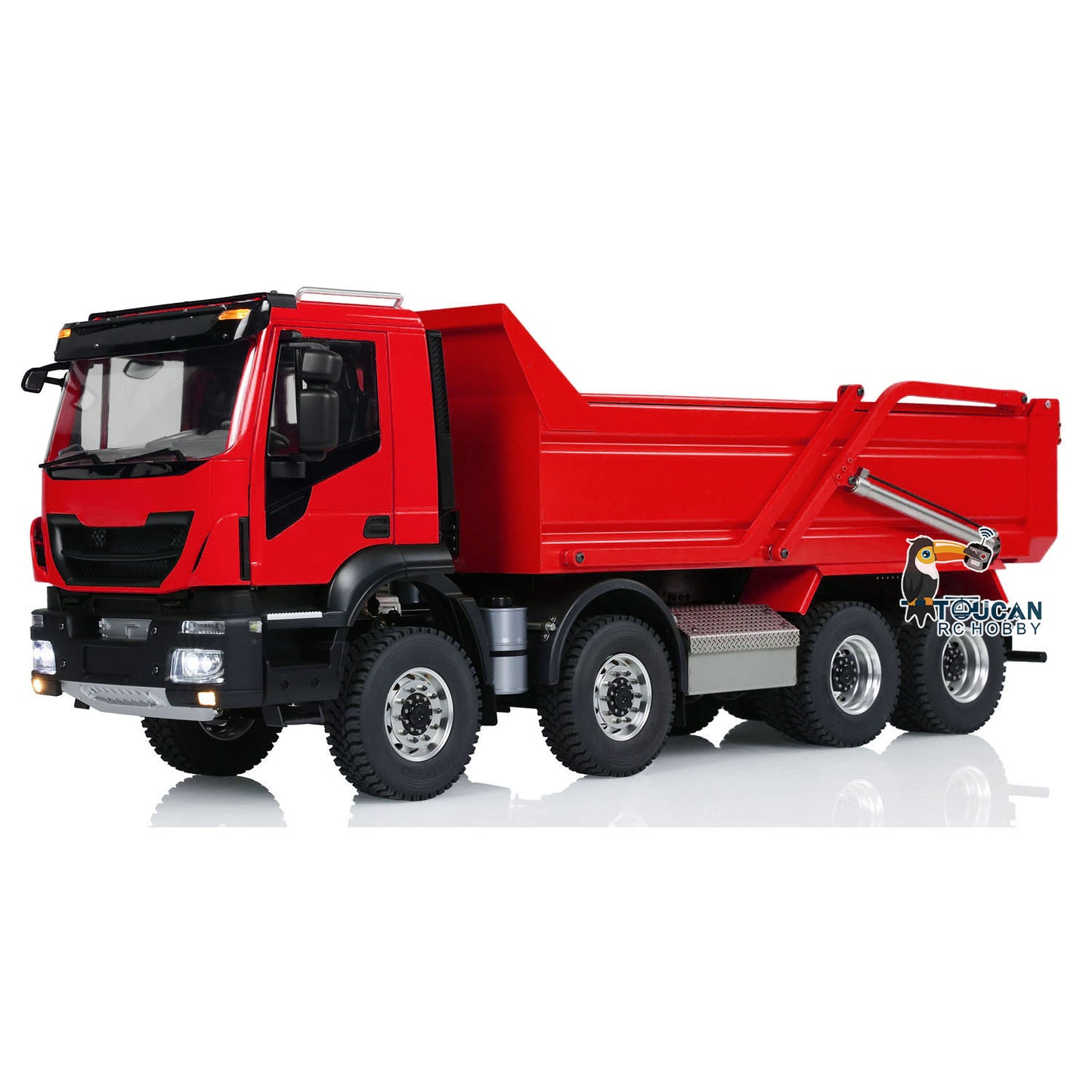 Camion à benne basculante hydraulique PNP assemblé peint en métal 1/14 8x4 avec système sonore et lumineux