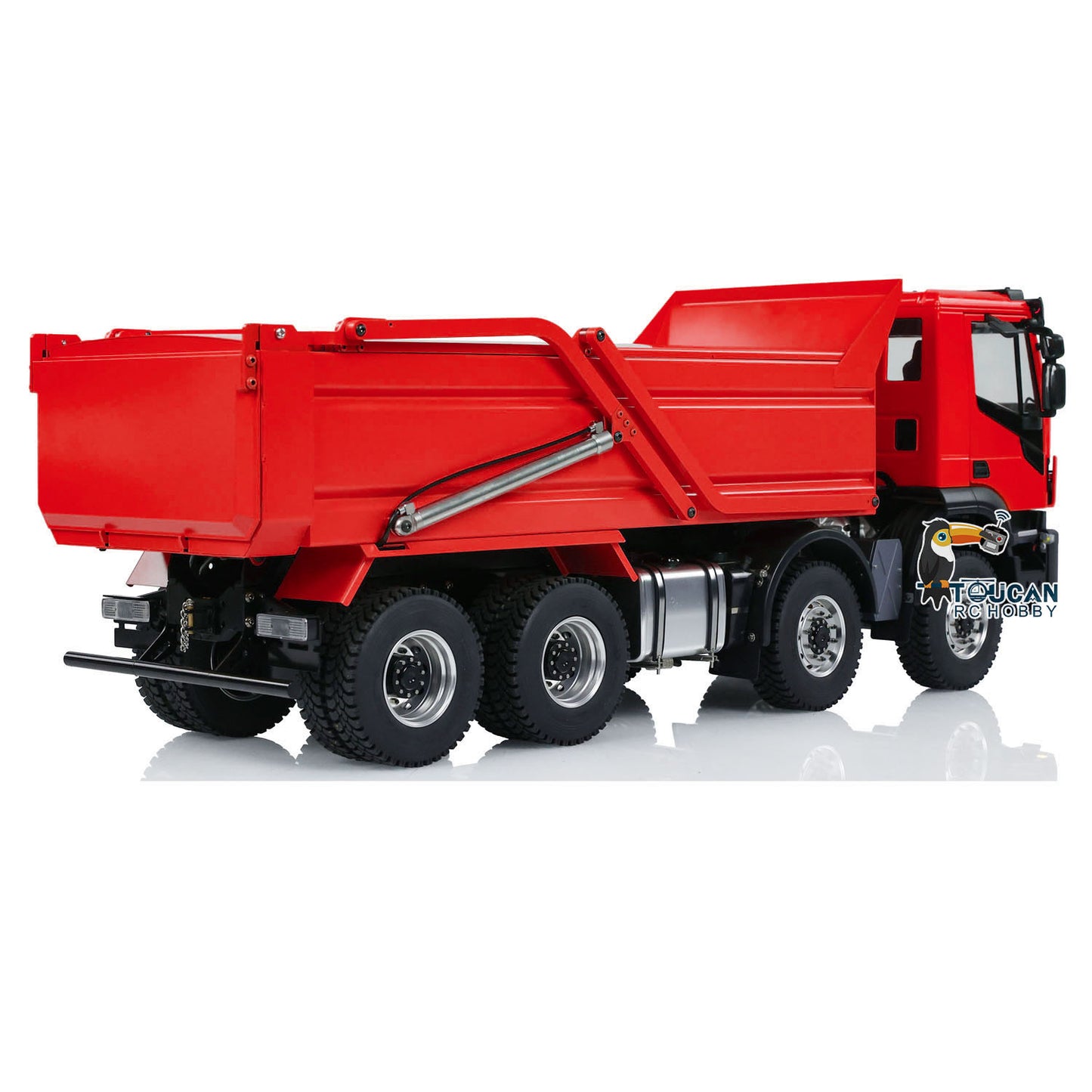 Camion à benne basculante hydraulique PNP assemblé peint en métal 1/14 8x4 avec système sonore et lumineux