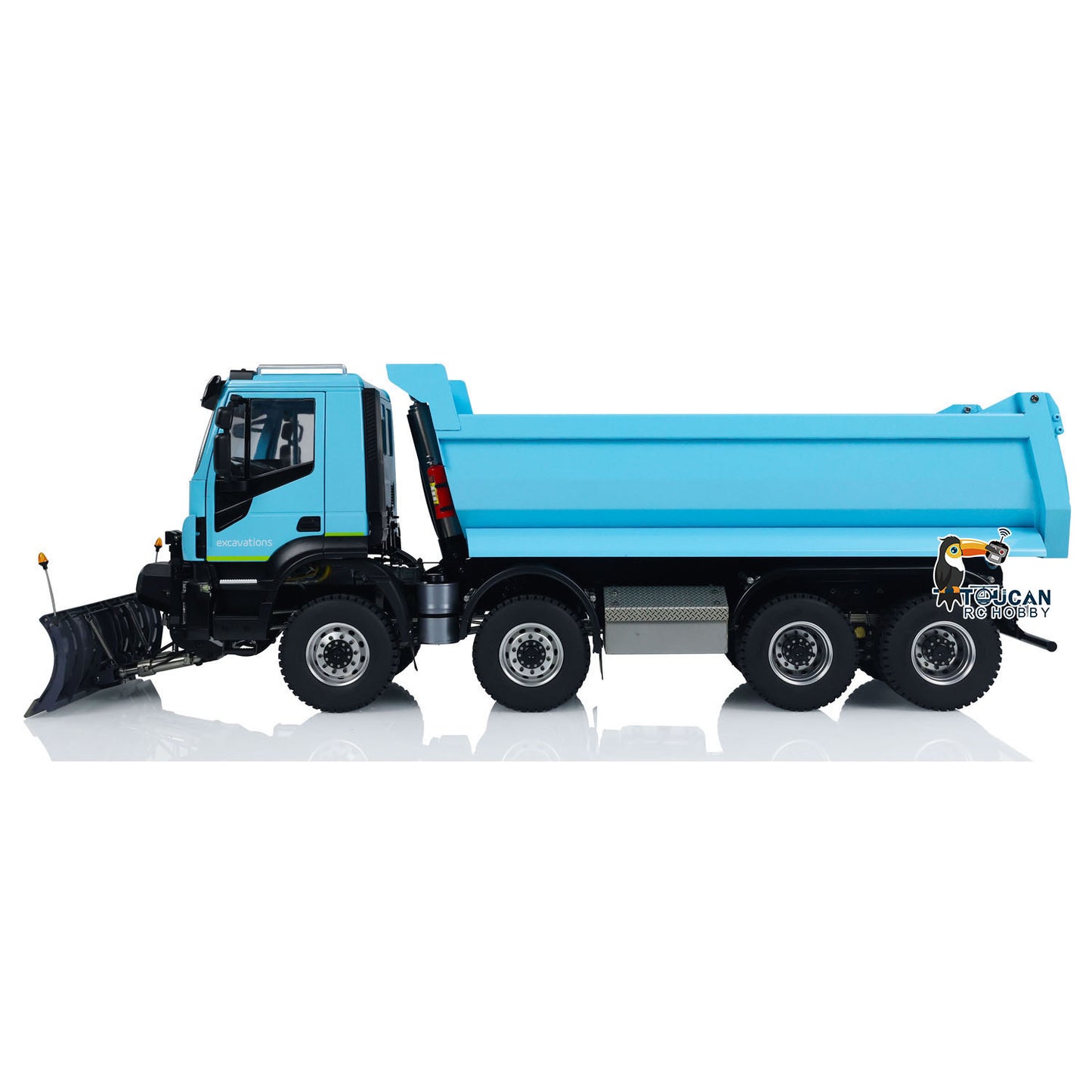 Camion à benne basculante hydraulique RC en métal 1/14 8x8 RC Voiture à benne basculante Lame à neige