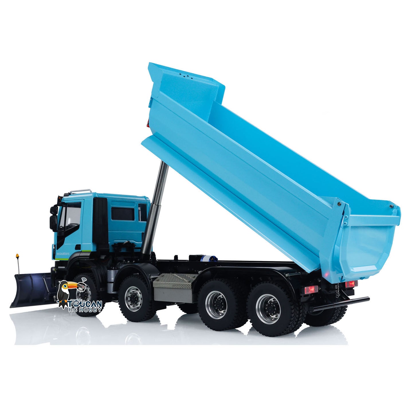 Camion à benne basculante hydraulique RC en métal 1/14 8x8 RC Voiture à benne basculante Lame à neige